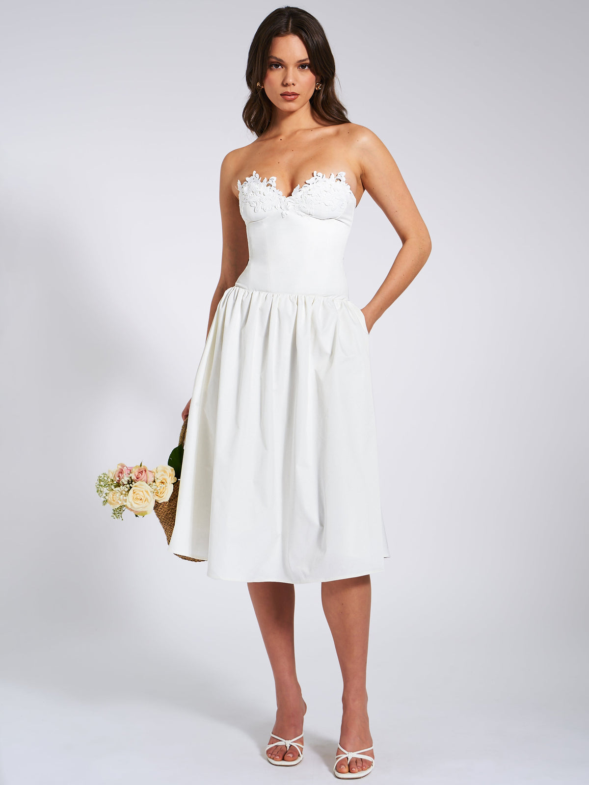 Rowan White Lace Drop Waist Corset Sundress (Archive Sale)