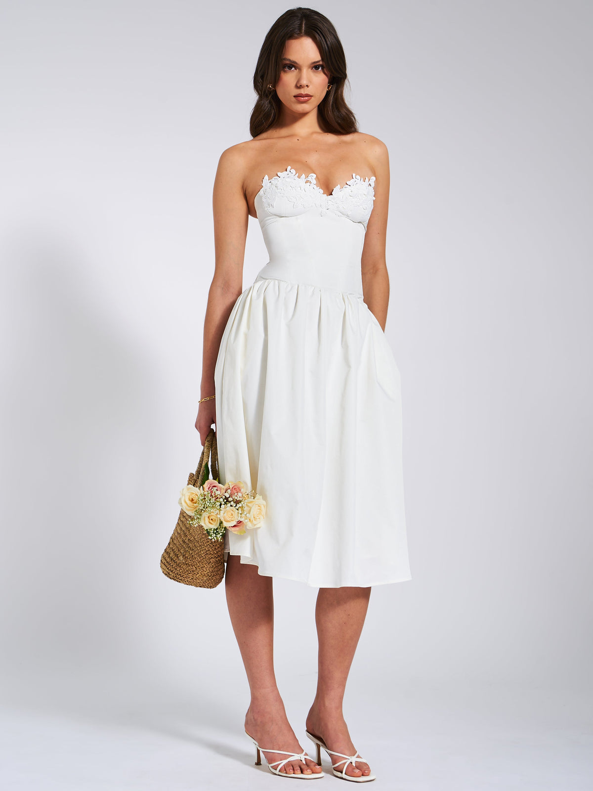 Rowan White Lace Drop Waist Corset Sundress (Archive Sale)