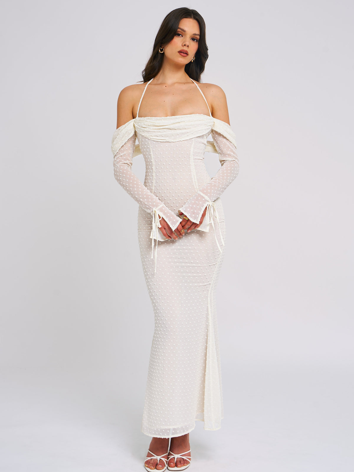 Kaia Long Sleeve Off Shoulder Maxi Dress (Archive Sale)