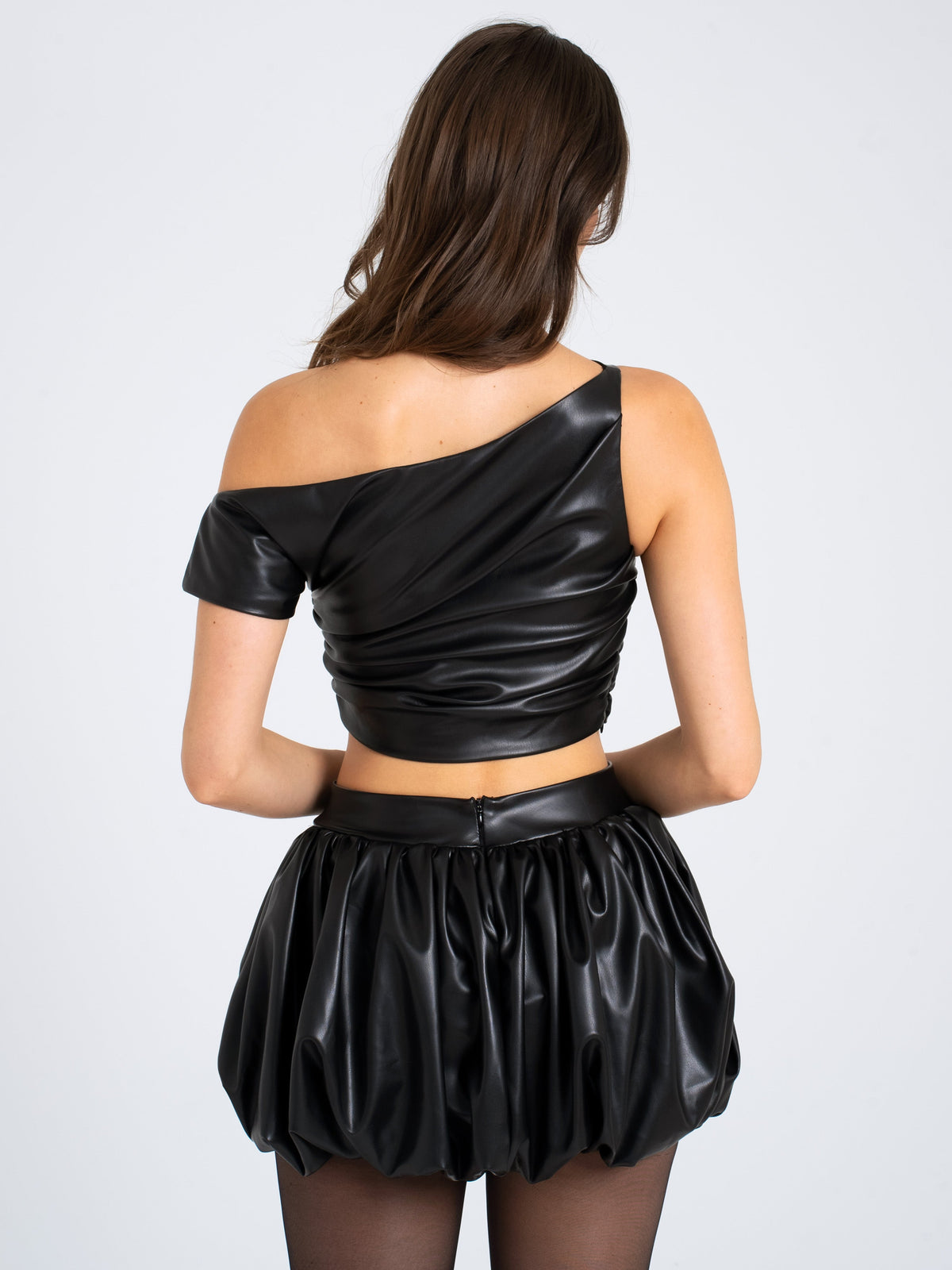 Yara Vegan Leather Slash Neck Tank Top (Archive Sale)