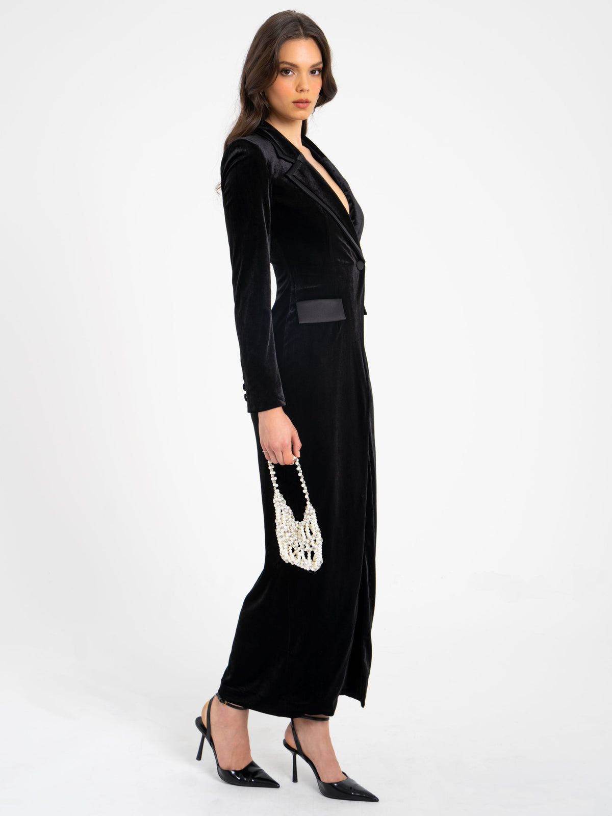 Willow Velvet High Slit Blazer Gown (Archive Sale)