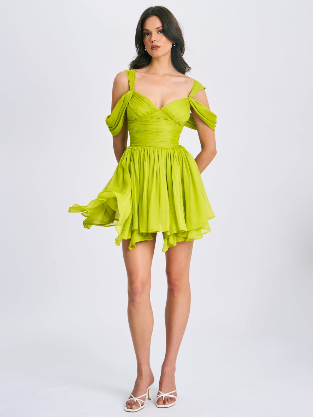 Frani Olive Green Layered Mesh Mini Dress (Archive Sale)