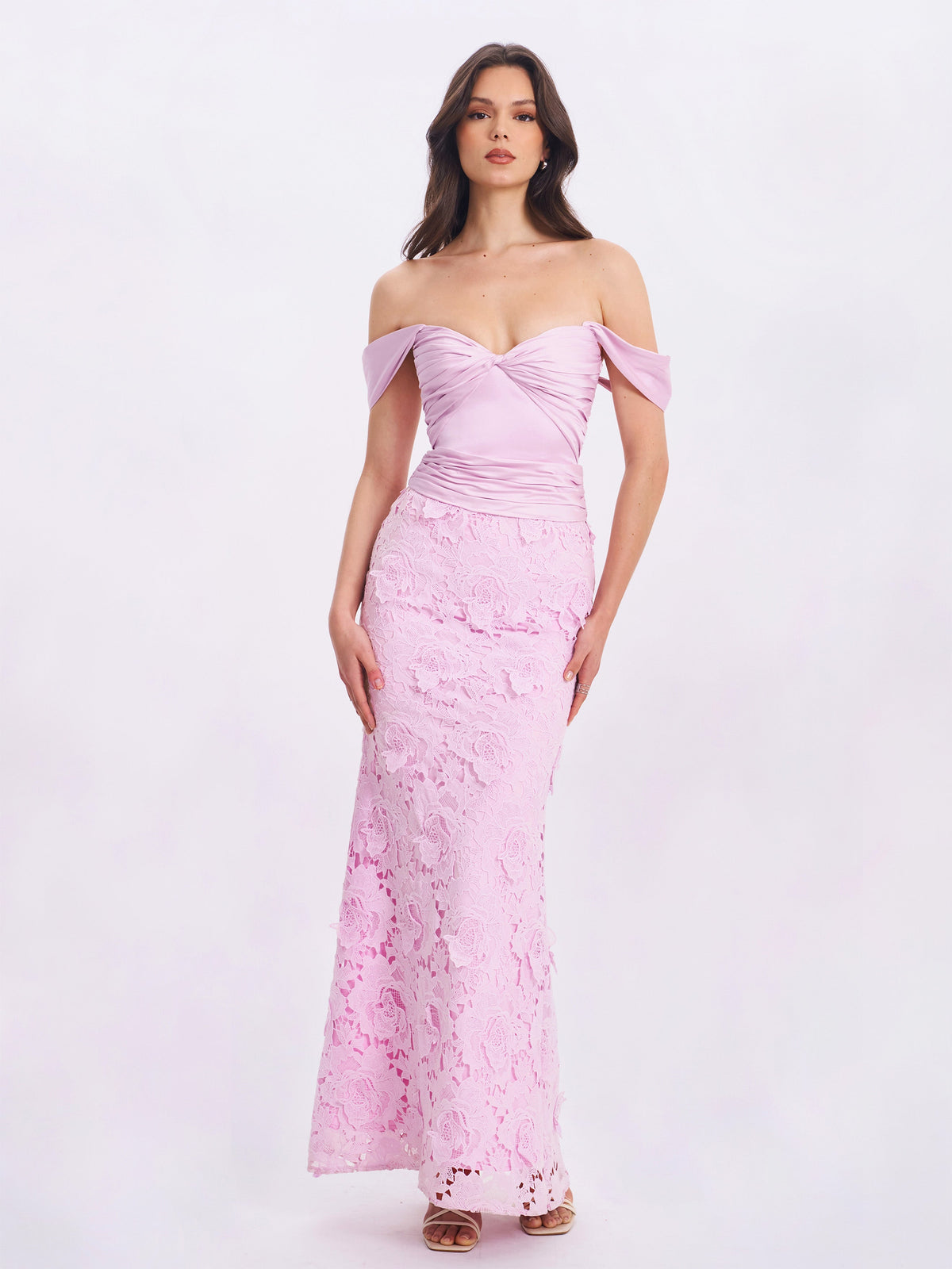 Dahlia Pink Floral Lace Mermaid Gown (Archive Sale)