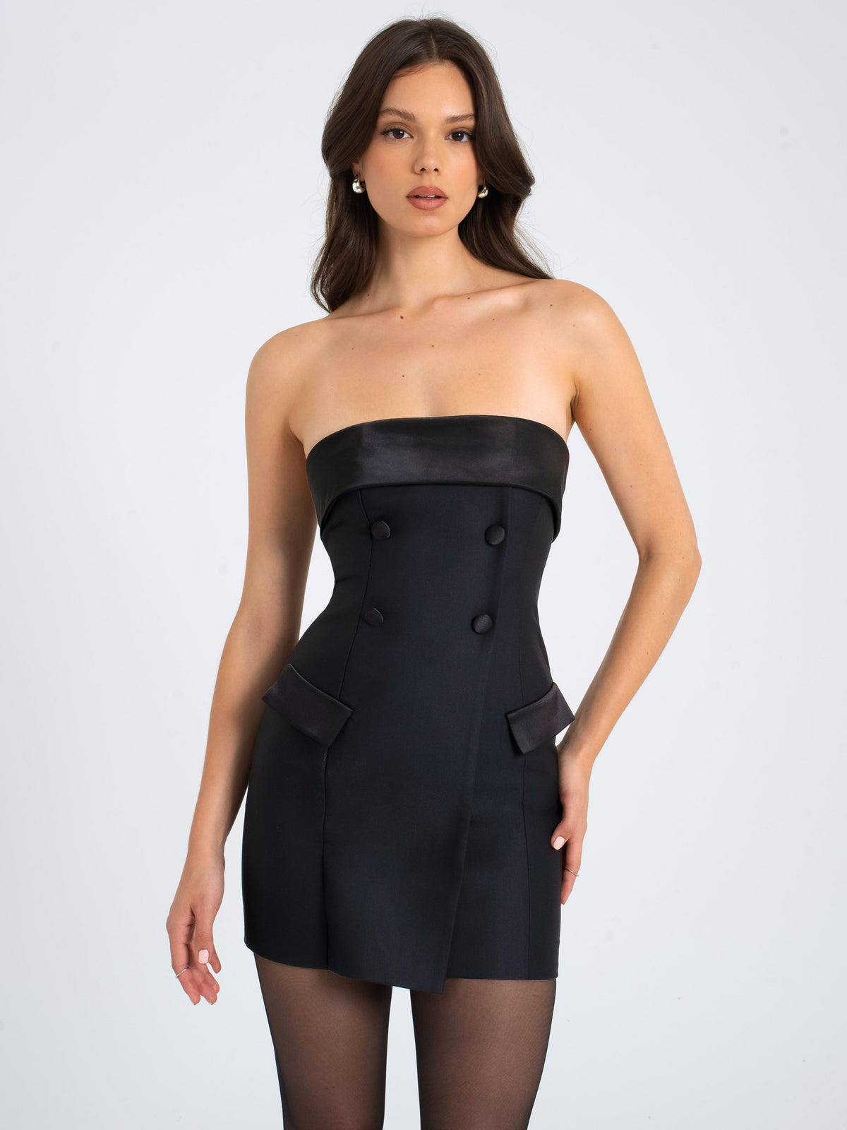Dalilah Black Double Breast Mini Dress (Archive Sale)