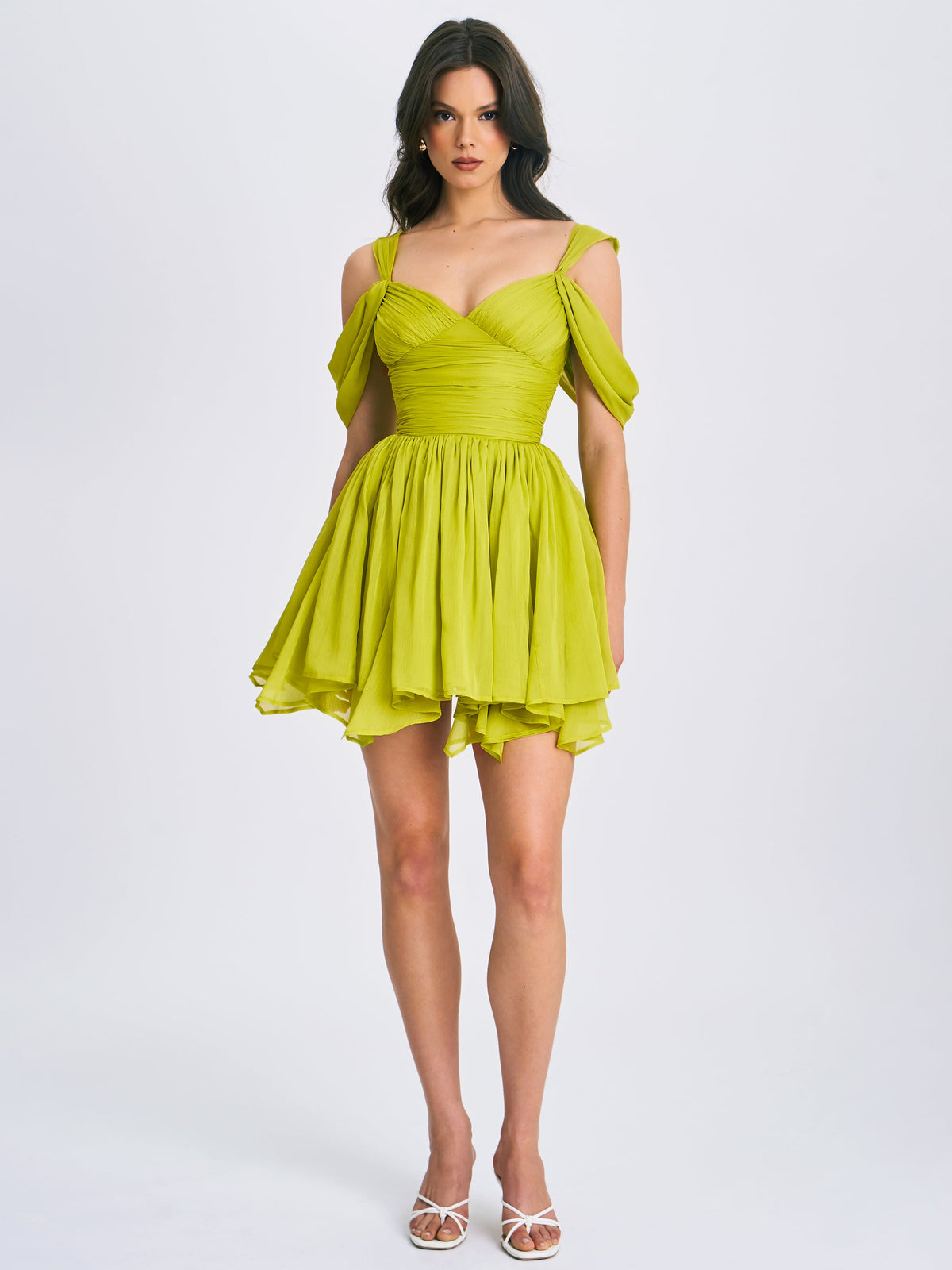 Frani Olive Green Layered Mesh Mini Dress (Archive Sale)