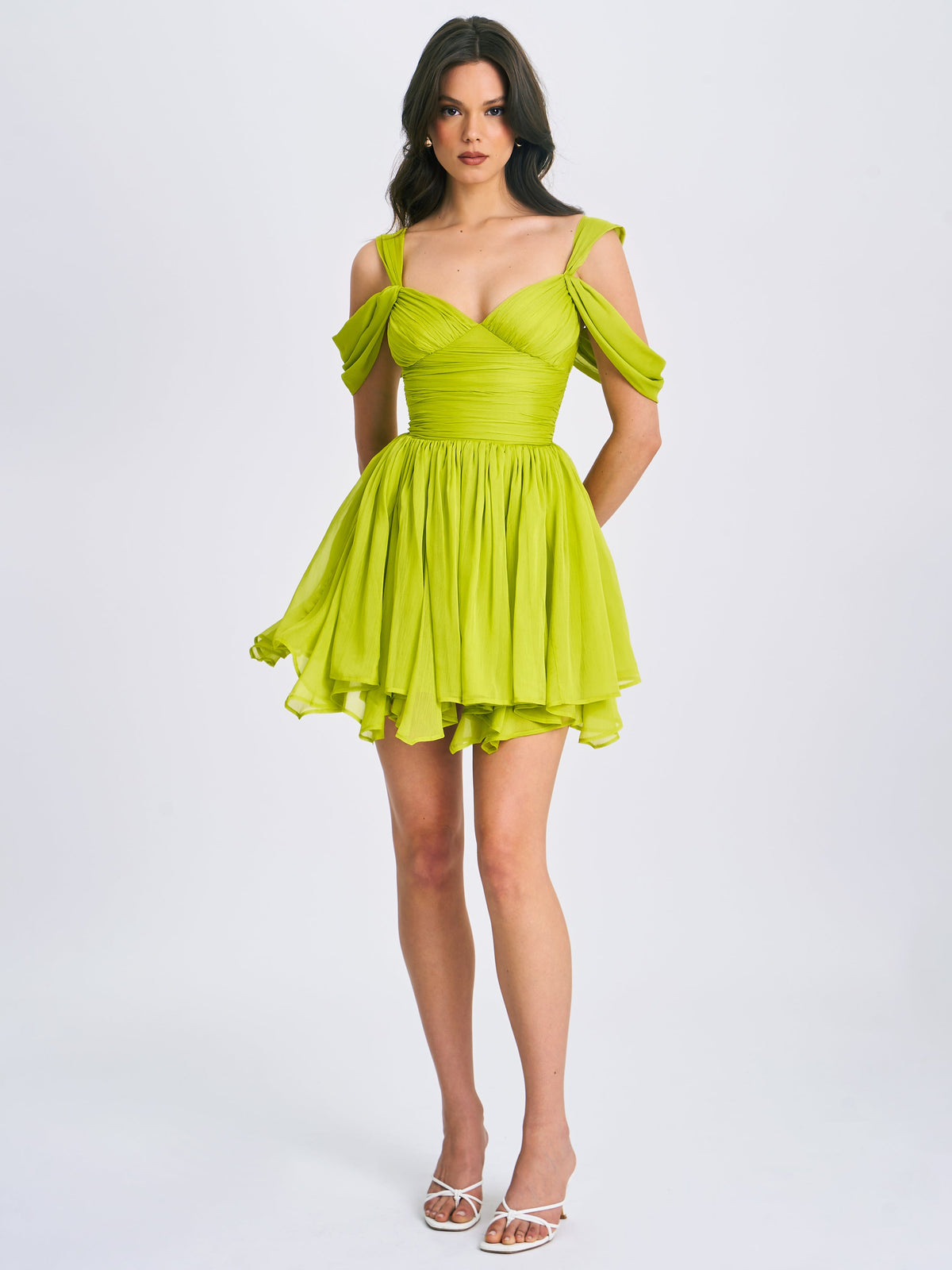 Frani Olive Green Layered Mesh Mini Dress (Archive Sale)