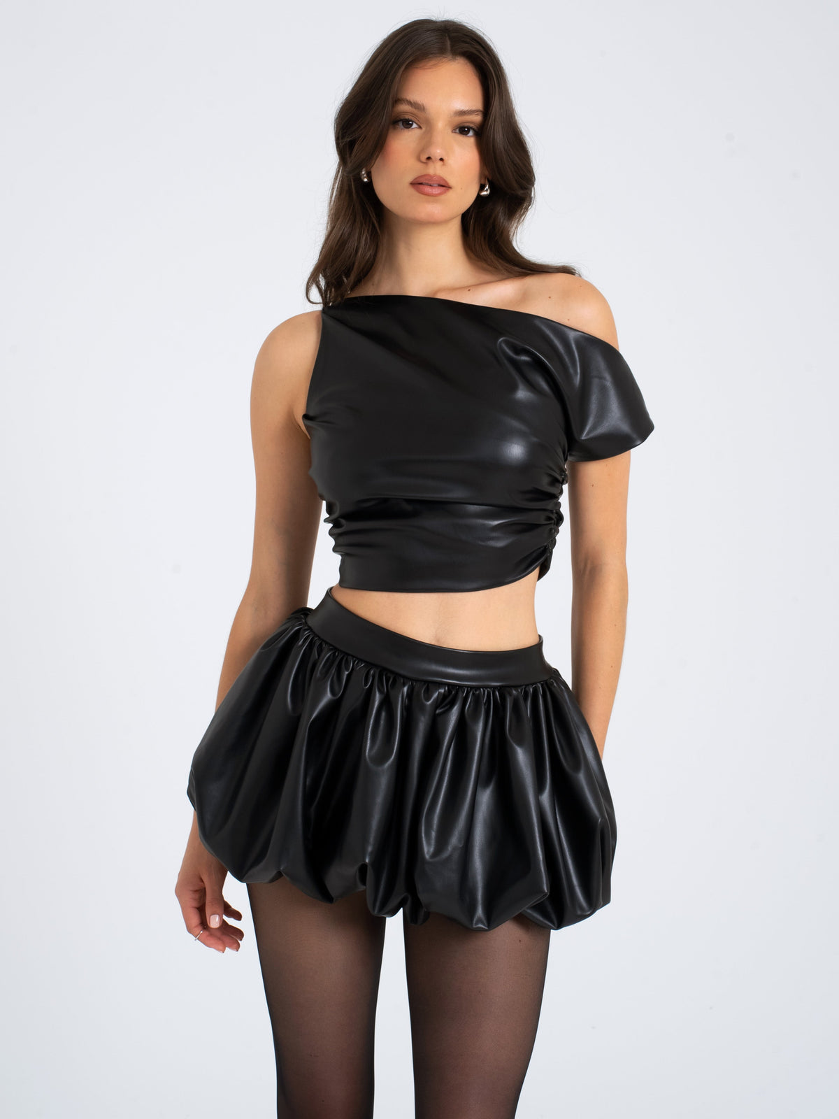 Yara Vegan Leather Slash Neck Tank Top (Archive Sale)
