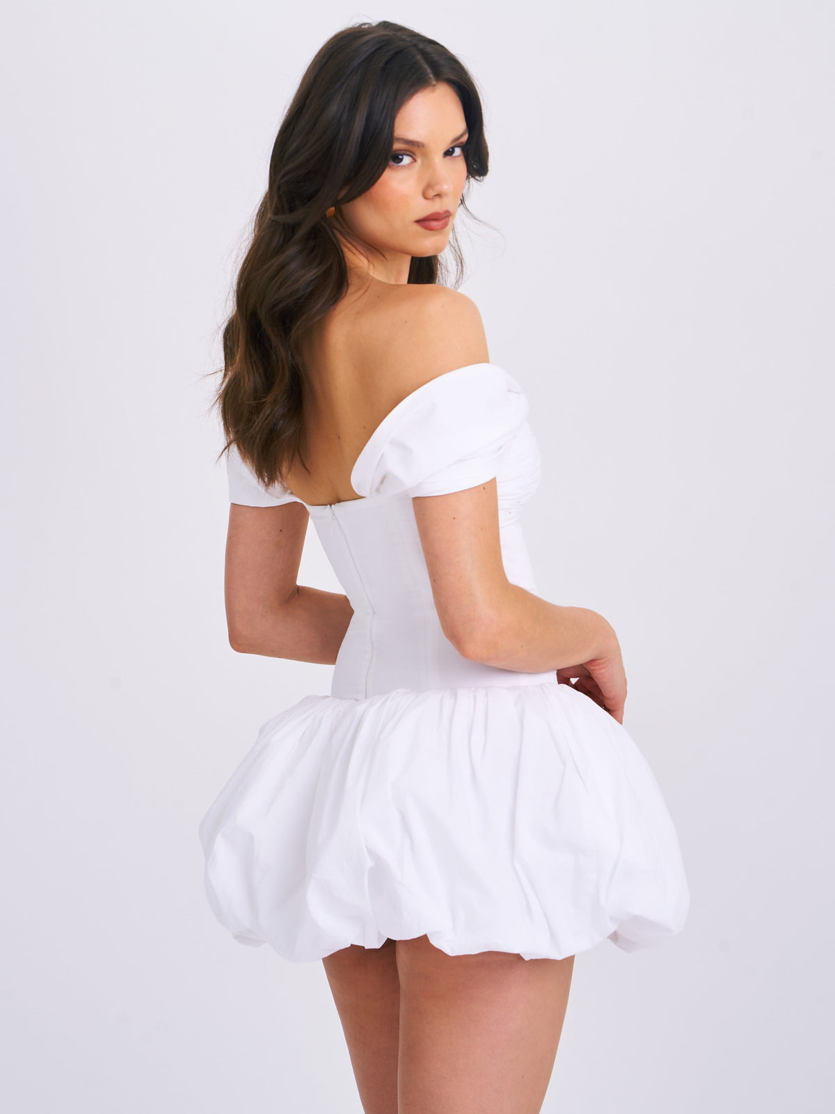 Umika White Bubble Hem Mini Dress (Archive Sale)