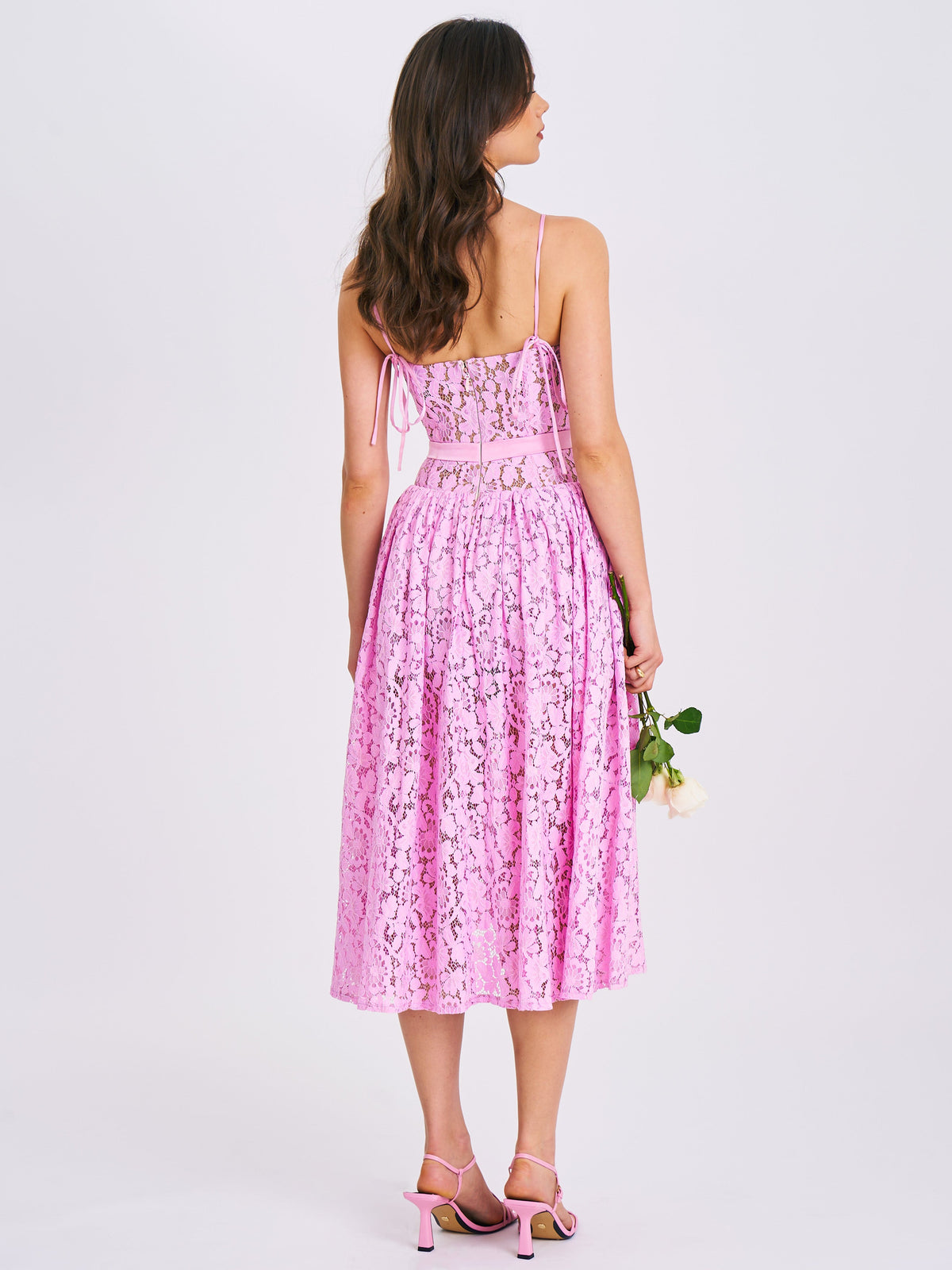 Lorena Pink Lace Drop Waist Midi Sundress (Archive Sale)