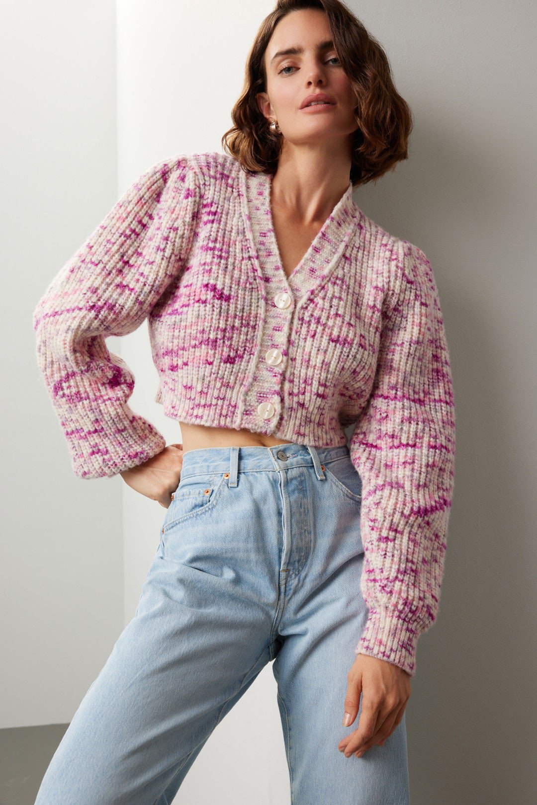 LoveShackFancy Avignon Crop Cardigan - Berry Medley