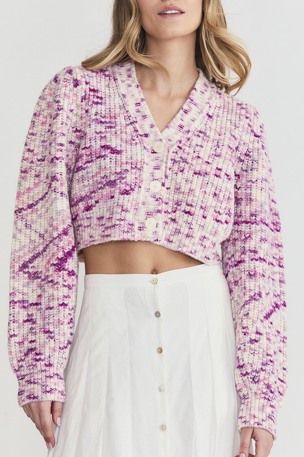 LoveShackFancy Avignon Crop Cardigan - Berry Medley
