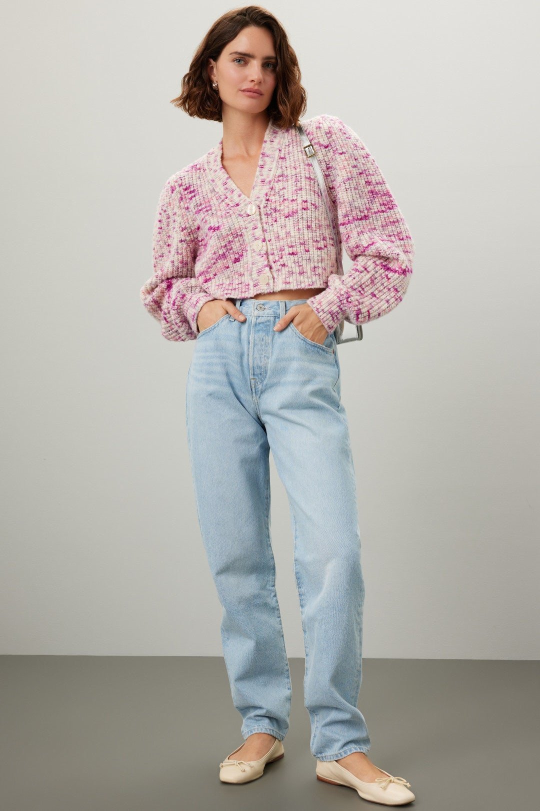 LoveShackFancy Avignon Crop Cardigan - Berry Medley