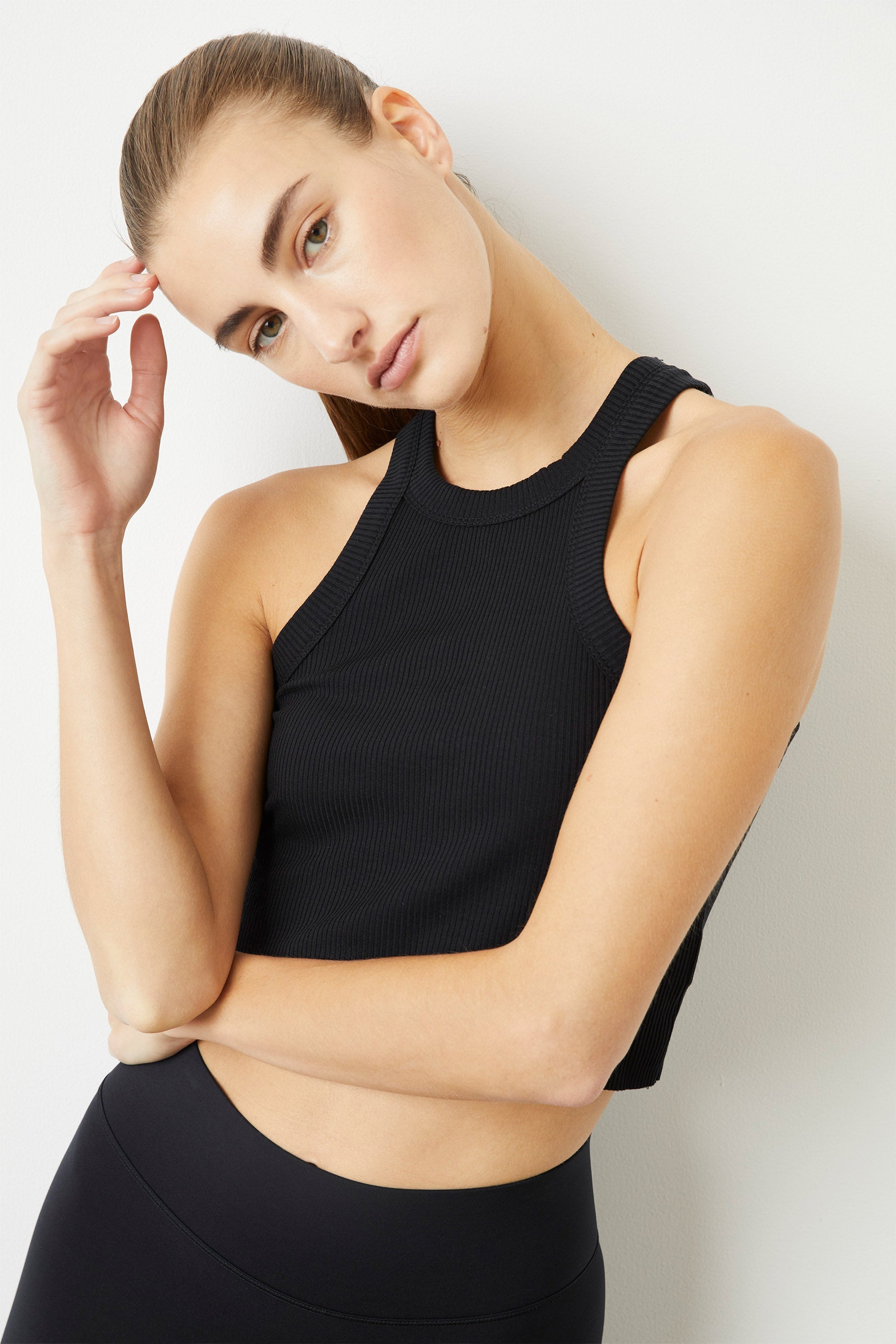 Rivington Ribbed Cropped Tank - Black