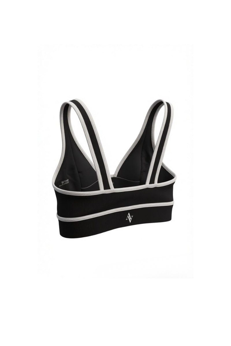 Bandier V Neck Rib Bra Black BND10101