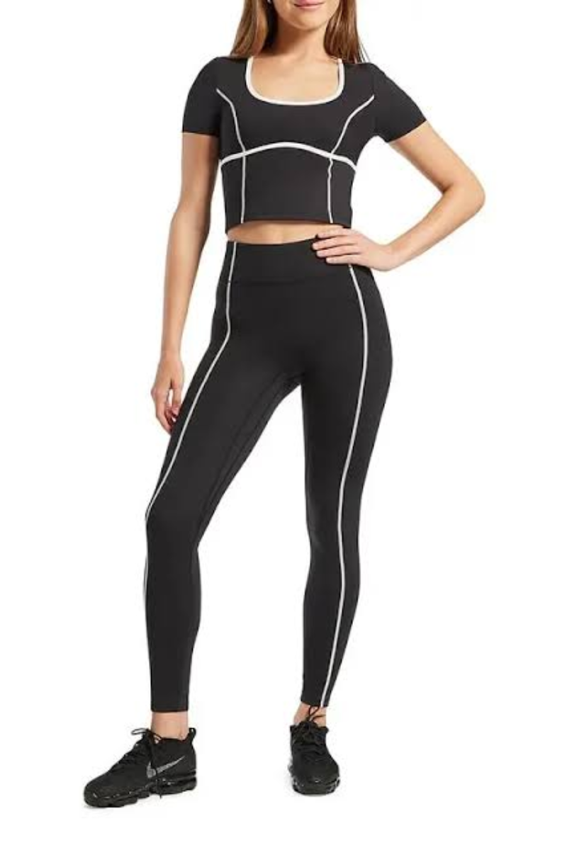 Bandier Center Stage Contrast Seam Legging Black/White BND10166