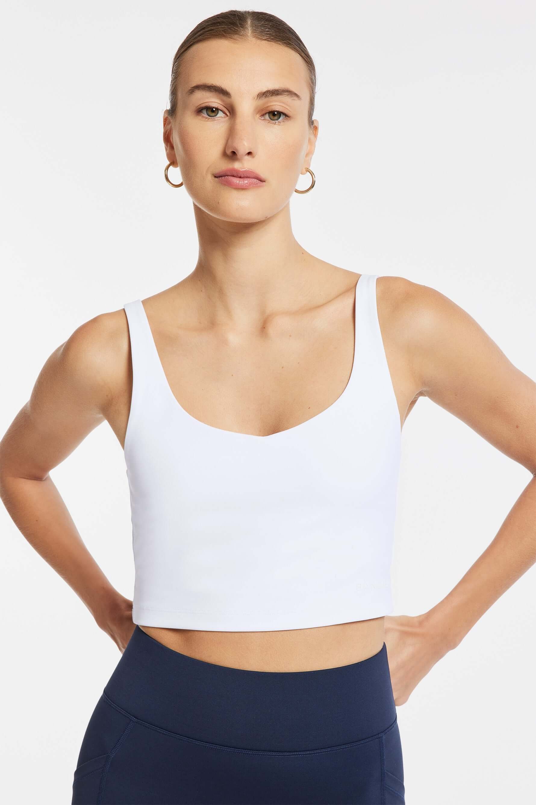 V-Neck Tempo Crop Bra - White