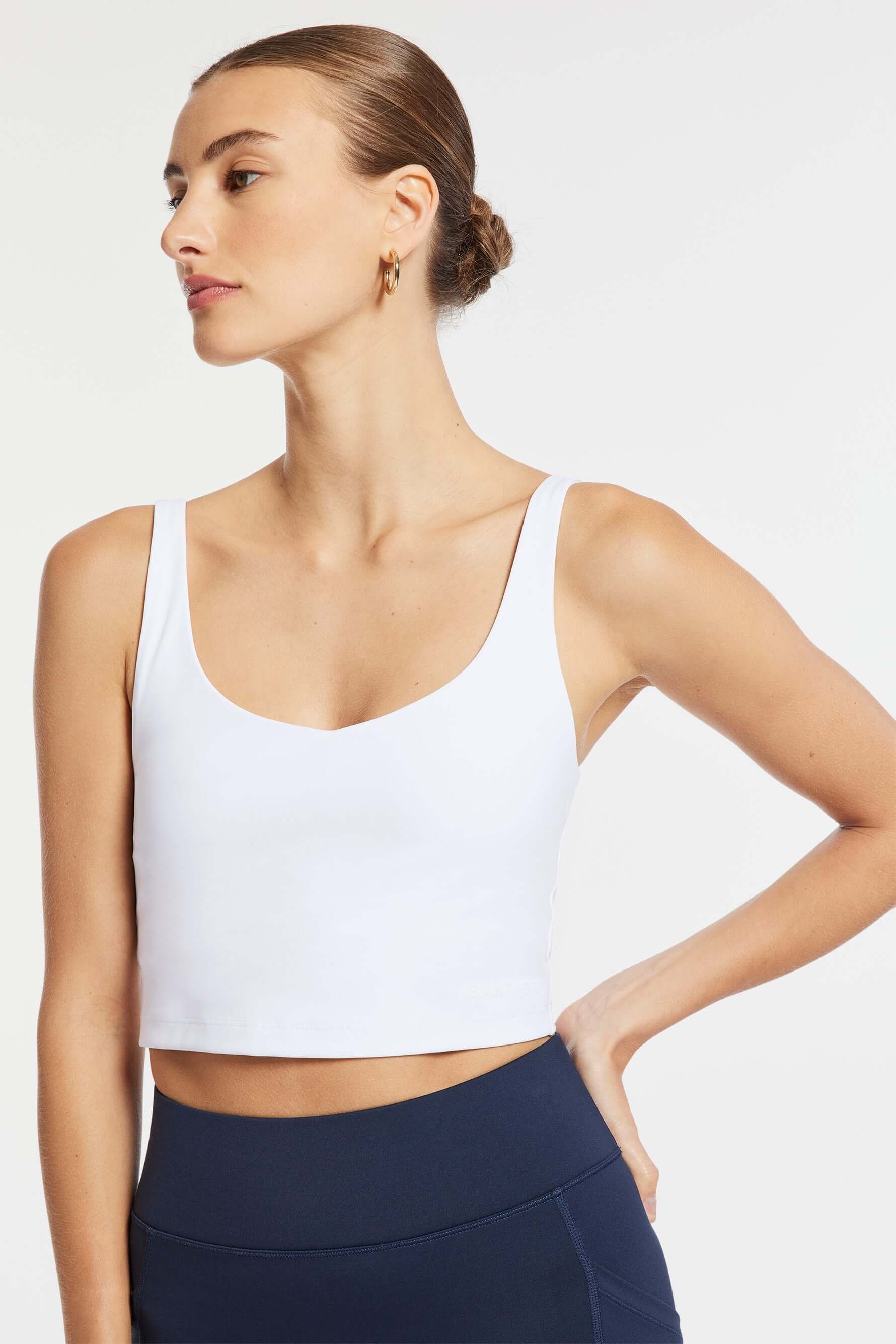 V-Neck Tempo Crop Bra - White