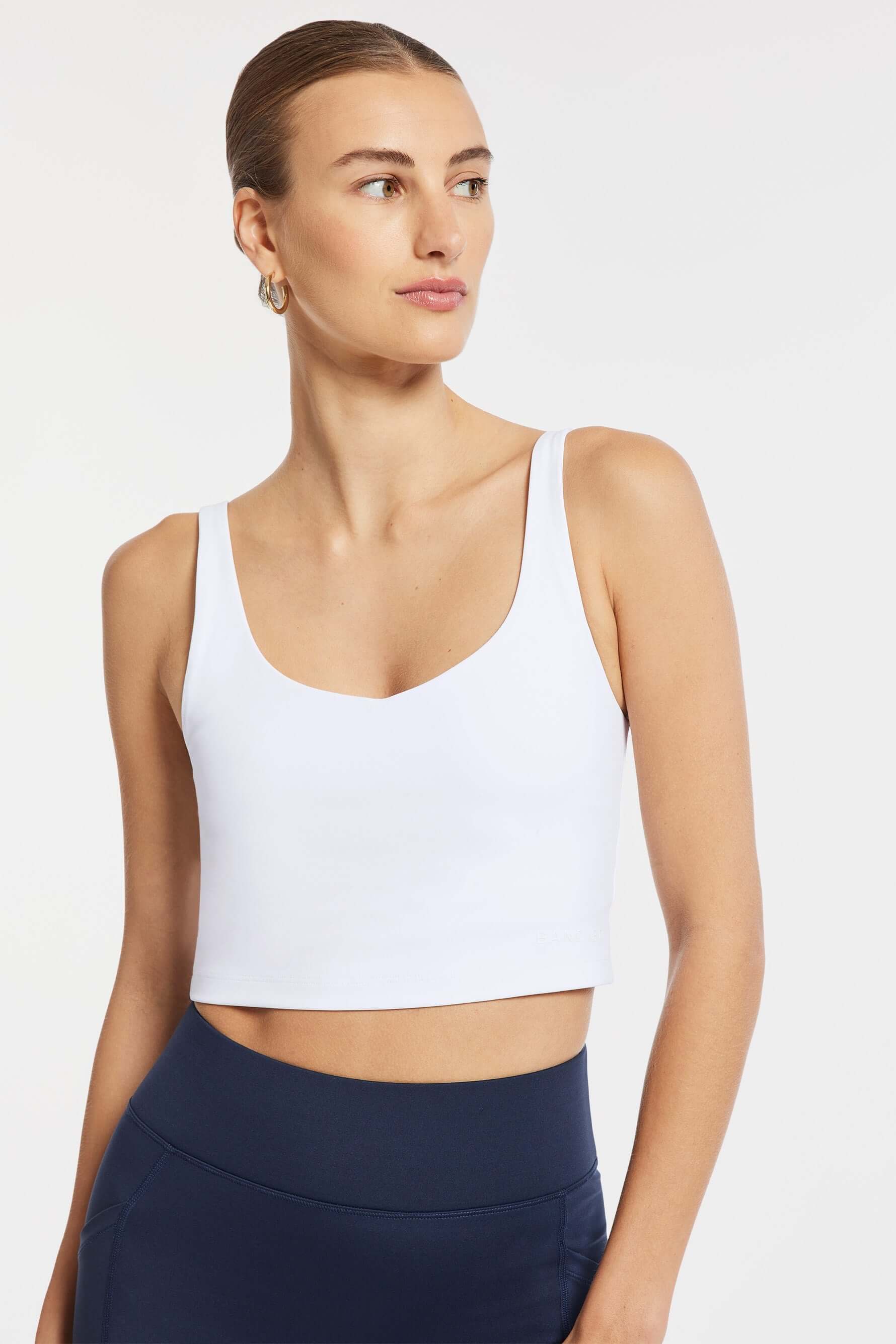 V-Neck Tempo Crop Bra - White