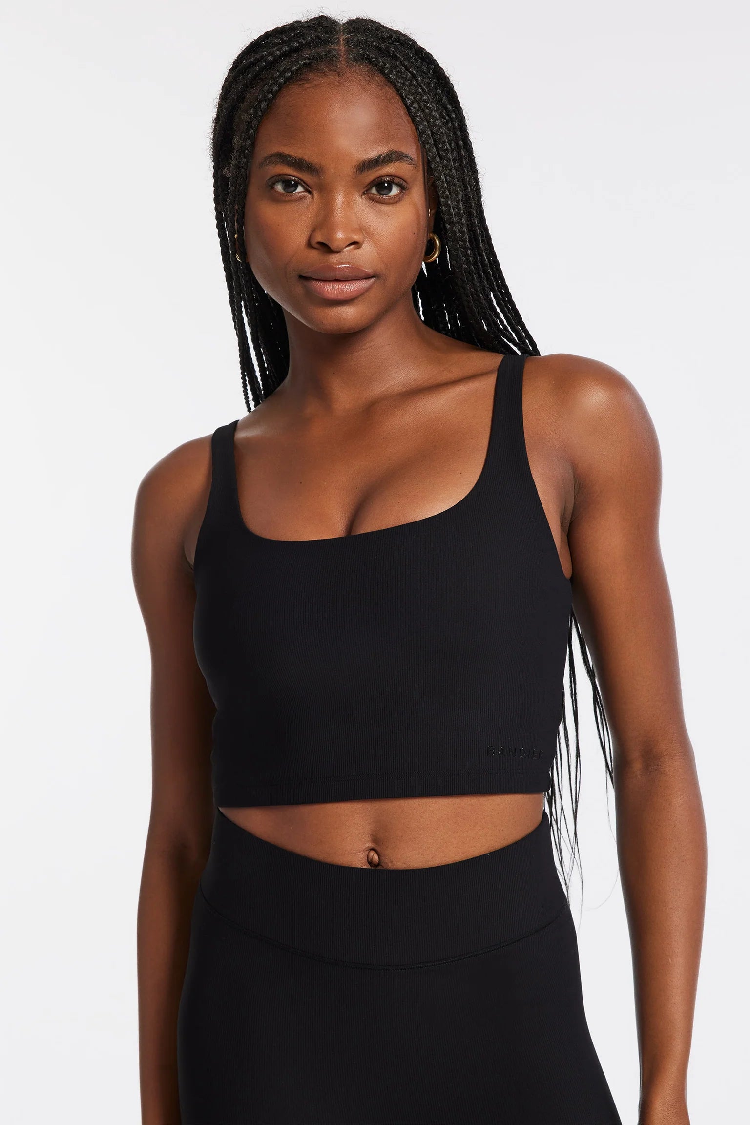 Rib Tempo Crop Bra - Black Rib