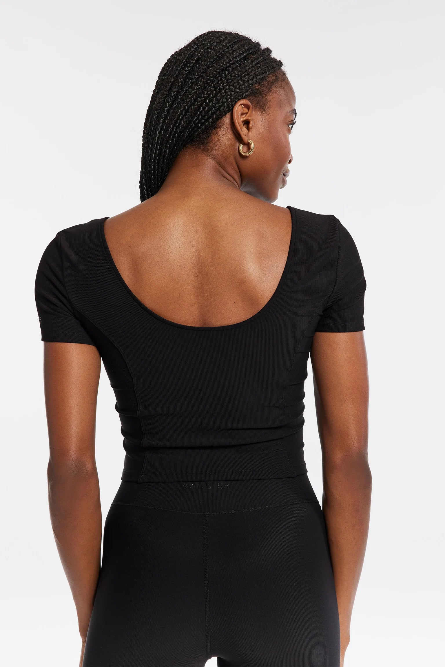 Rib Crop Short Sleeve - Black Rib