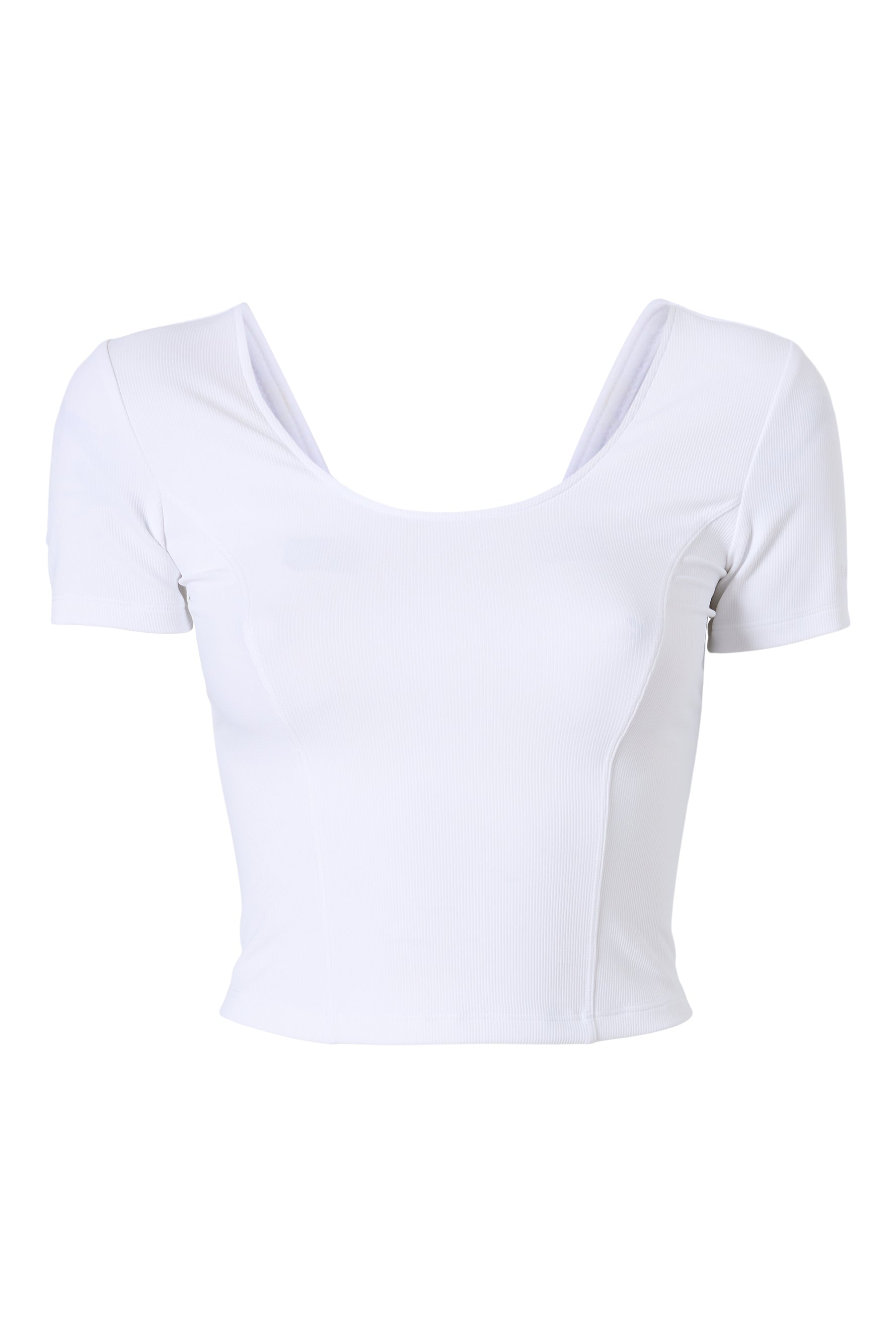 Rib Crop Short Sleeve - White Rib