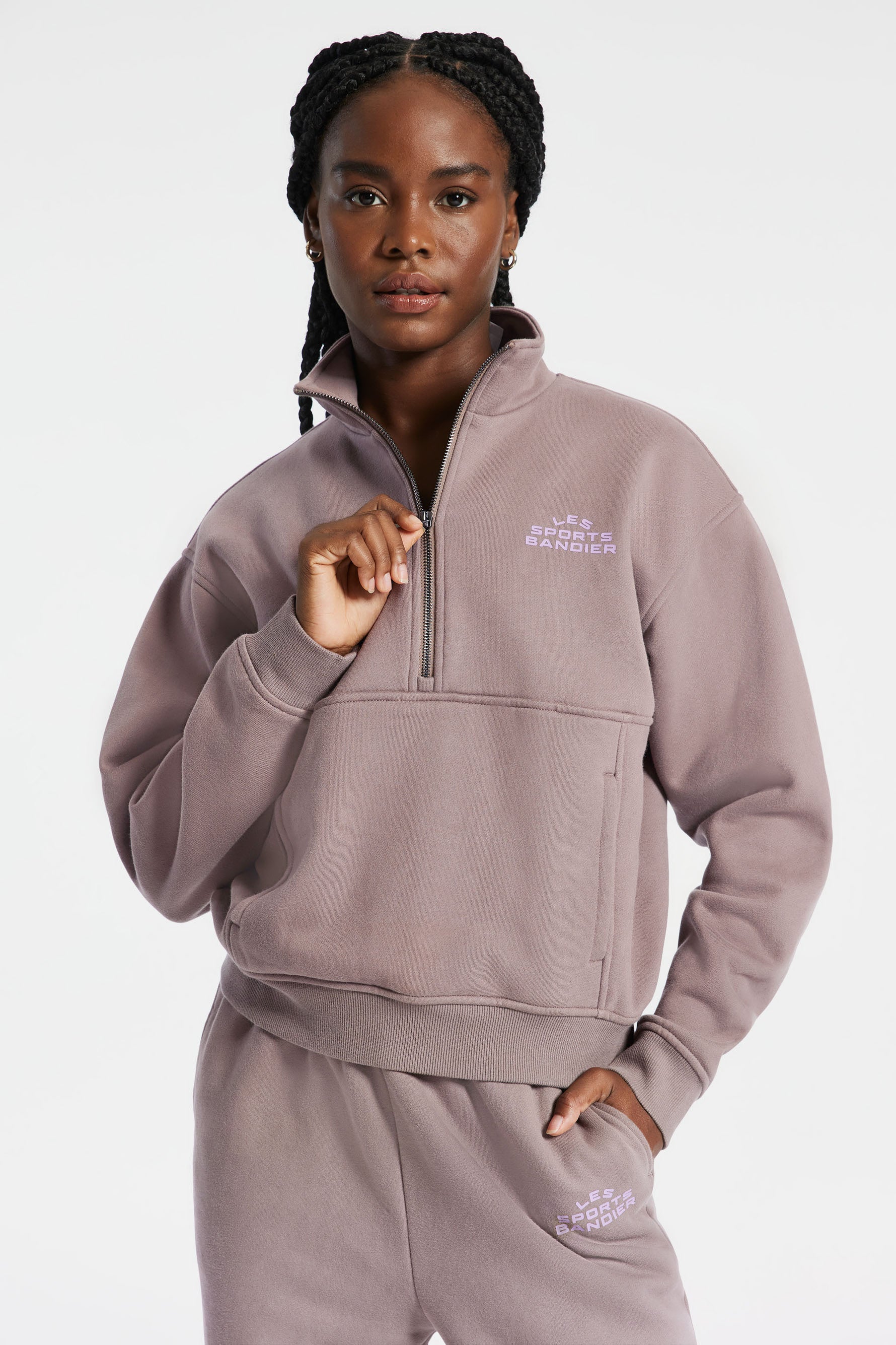 Les Sports Bandier 1/2 Zip Sweatshirt - Iron/regal Orchid