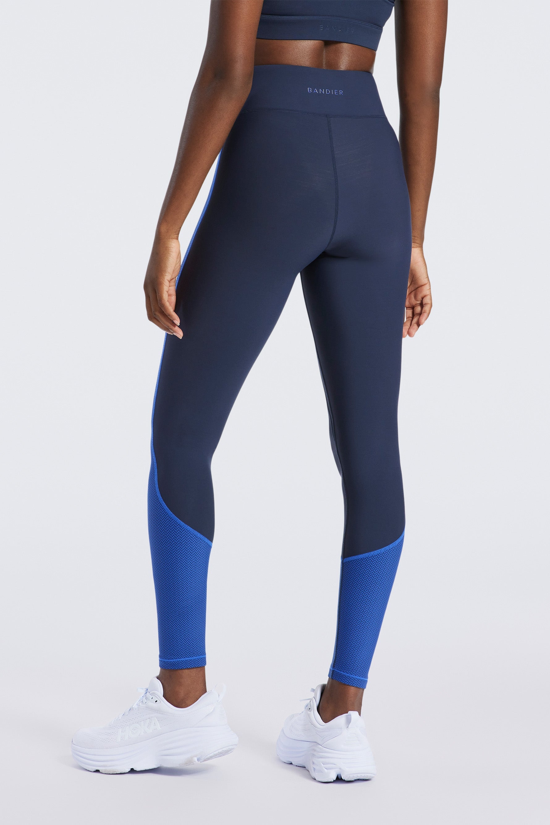 Center Stage Color Block Pro Fleece Legging - Navy Blazer/blue Herringbone