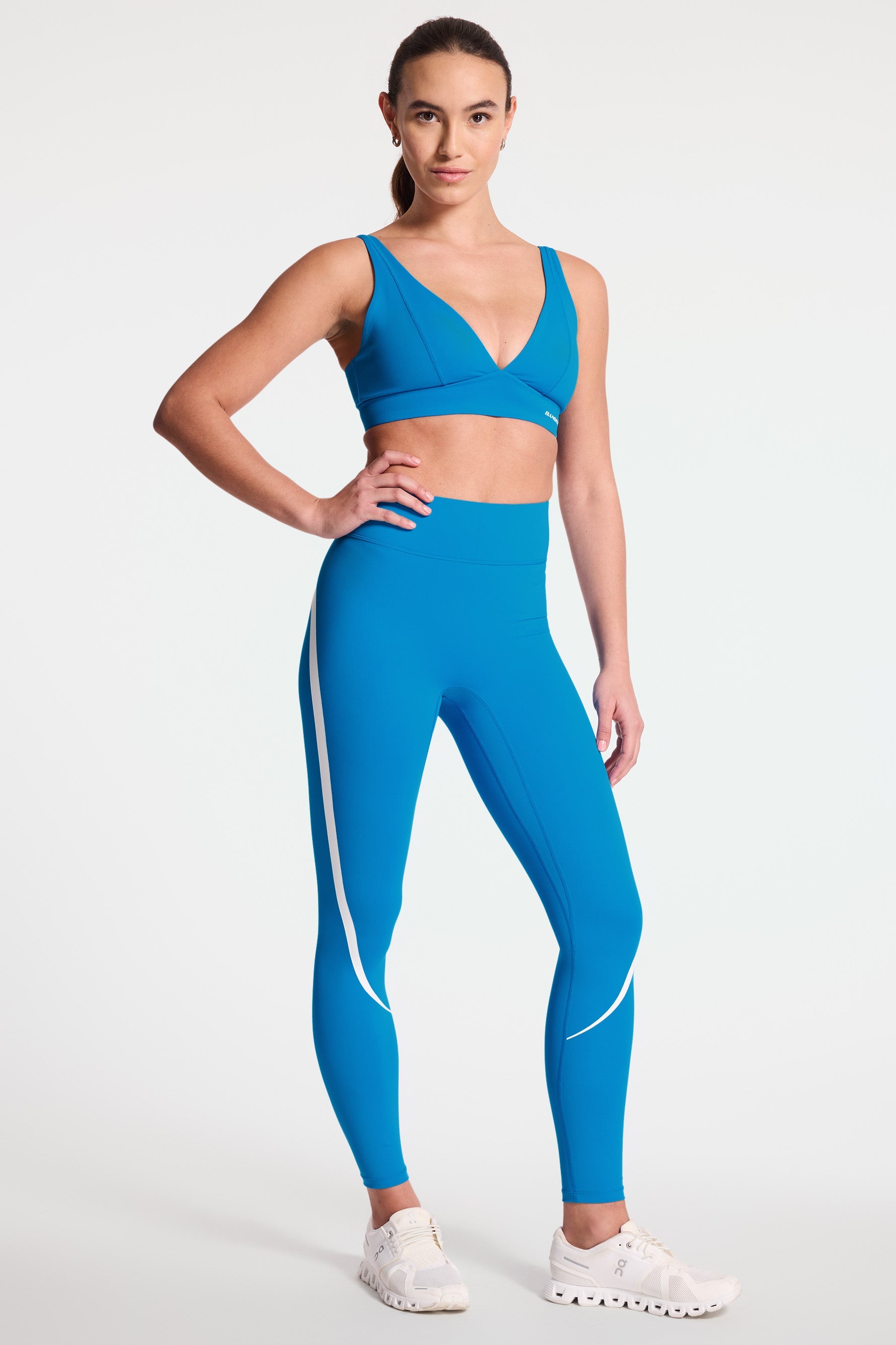 Center Stage Contrast Legging - Blue/white