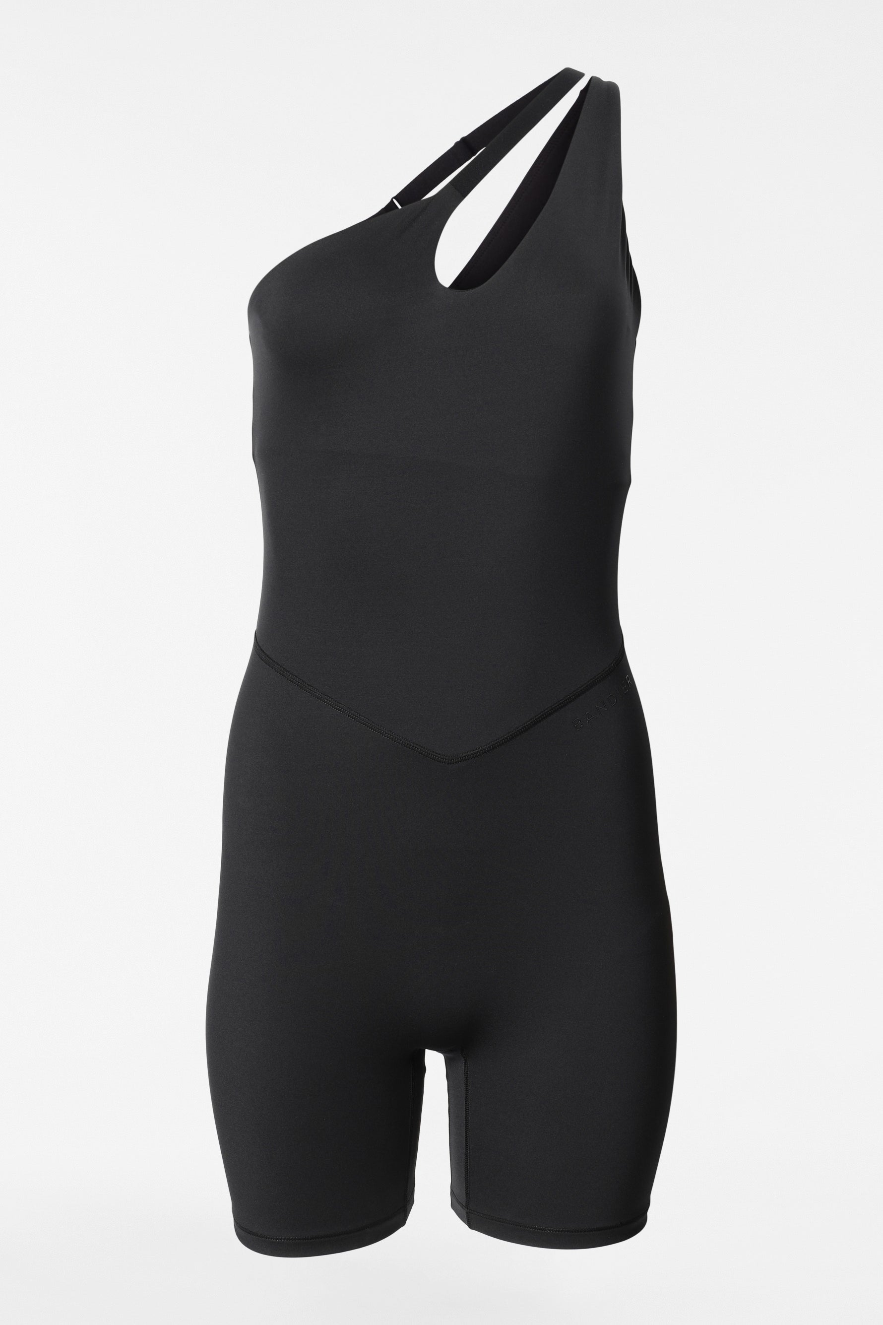 Asymmetric Tempo Short Catsuit - Black