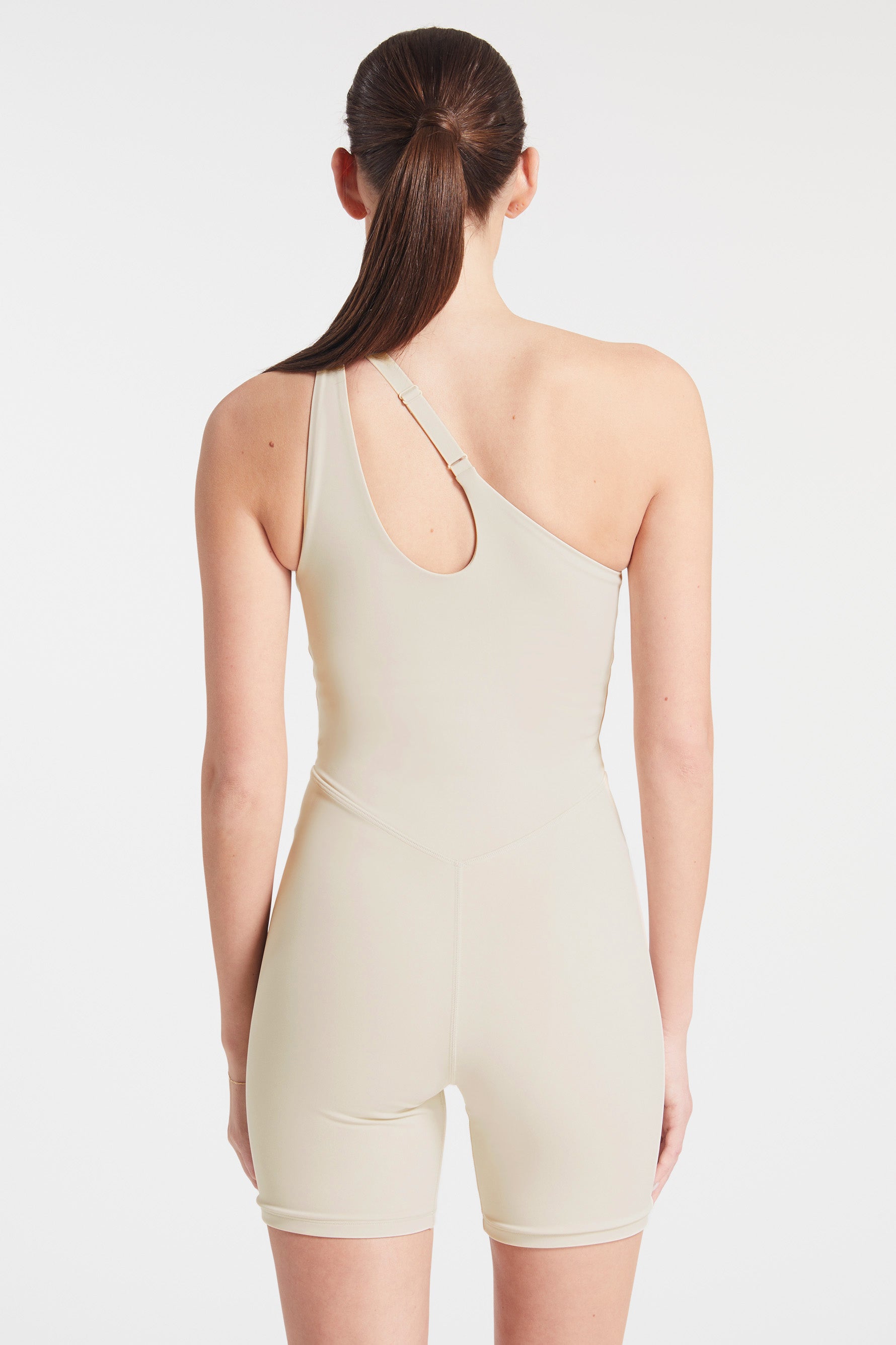 Asymmetric Tempo Short Catsuit - Pumice Stone