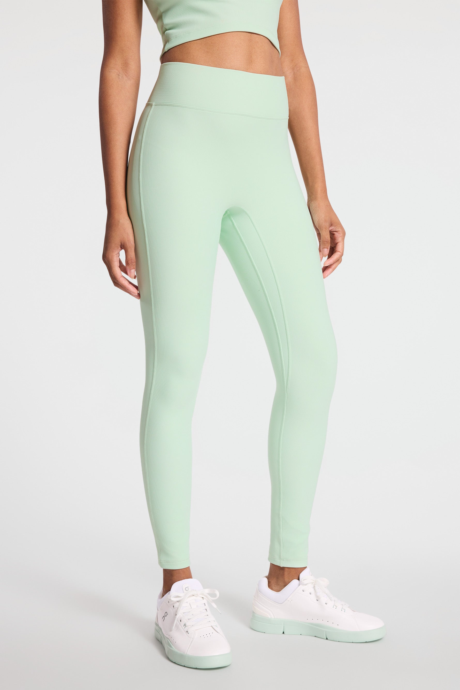 Center Stage Rib Legging - Dusty Aqua