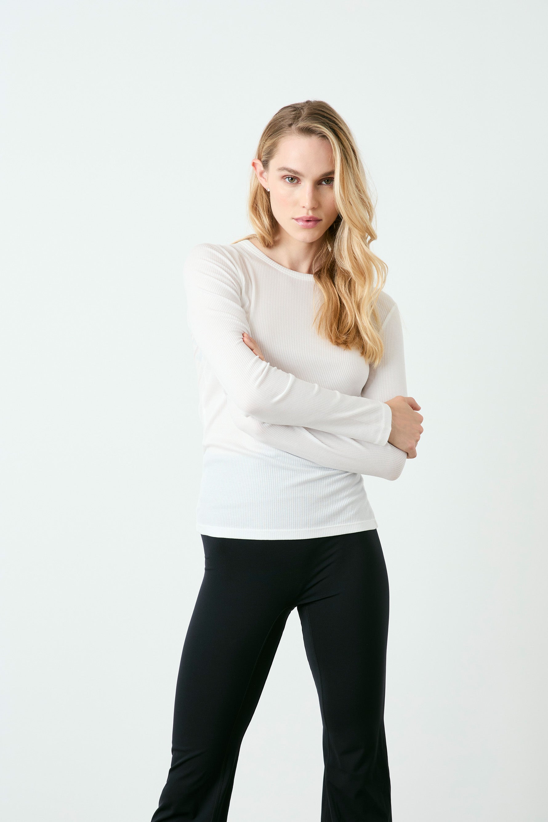 Rivington Ribbed Long Sleeve Top - White