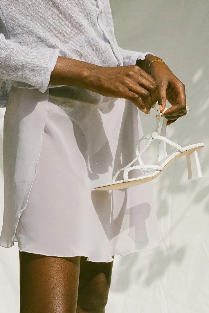 Brigette Optic White Leather Sandals