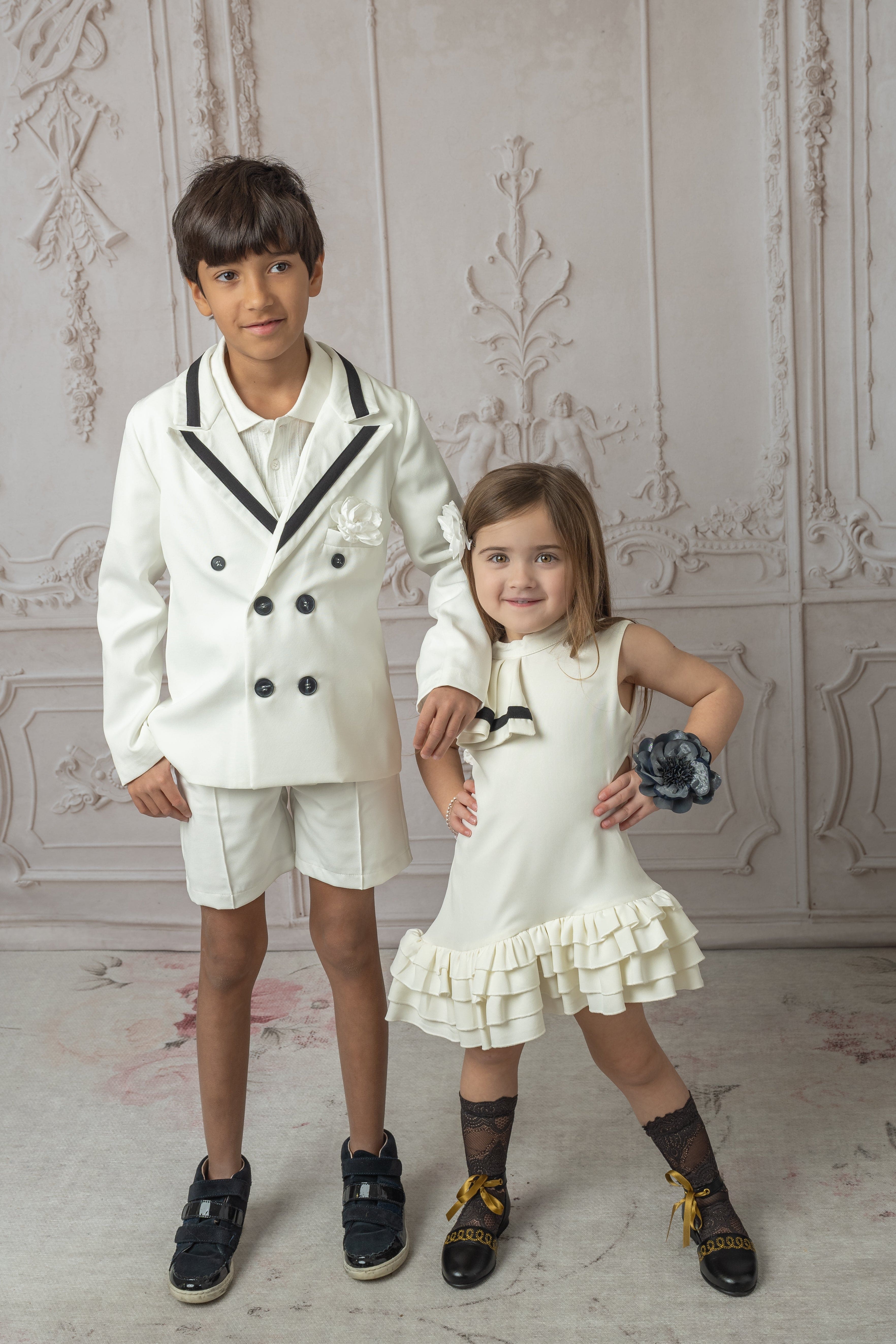 Alex Black Flower Tie With Flower Tassels - Petite Maison Kids