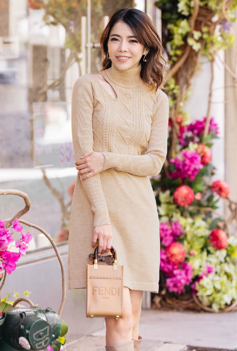 Saffron Knit Dress | Latte