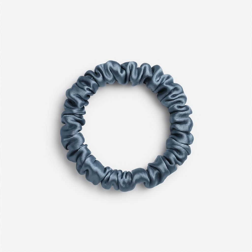 Max Simple Silk Thin Scrunchie – Slate Blue