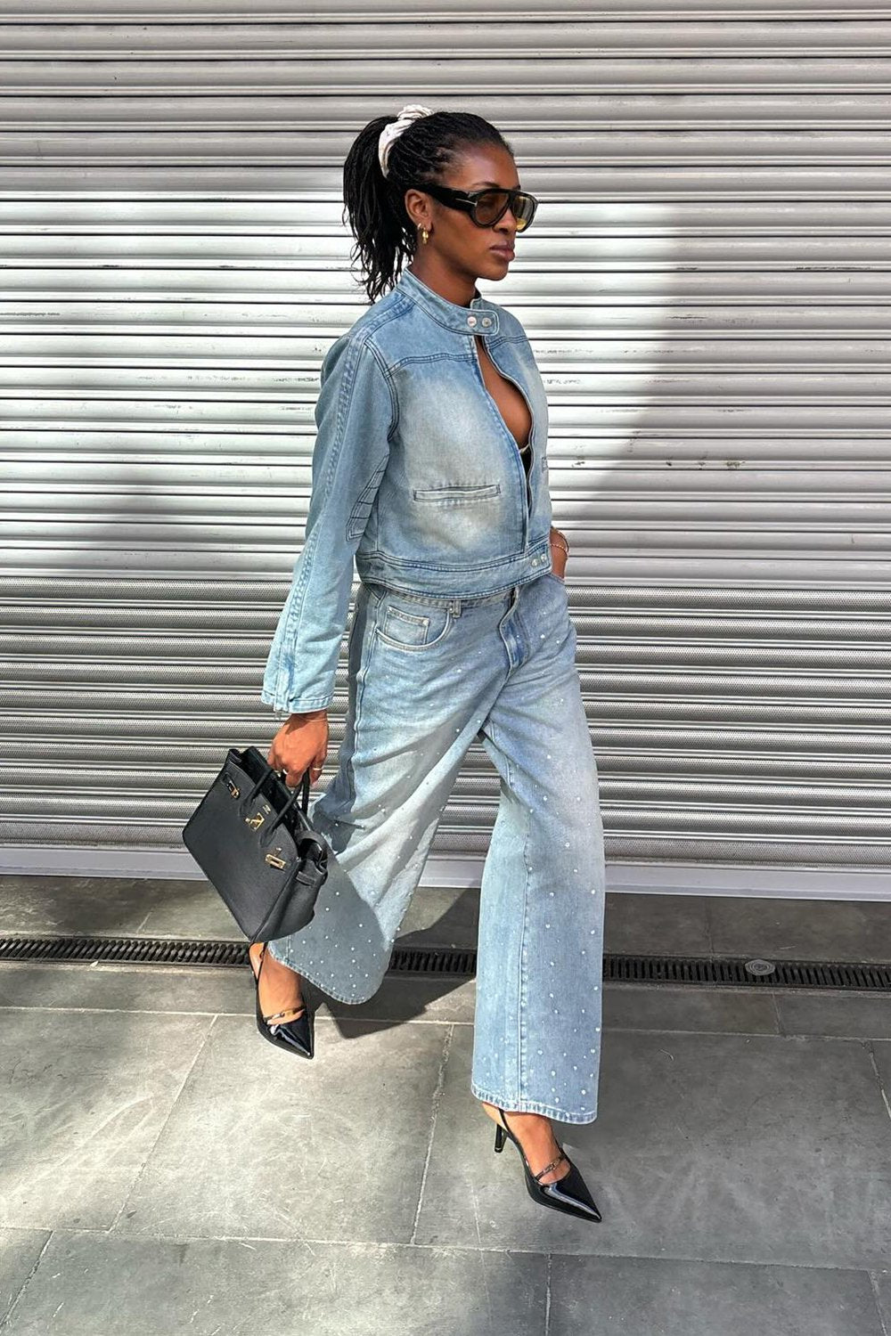 @georgia_3.0 in House of Sunny Crystallised Wide Leg Denim