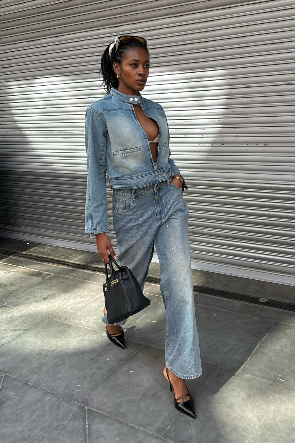 @georgia_3.0 in House of Sunny Crystallised Wide Leg Denim