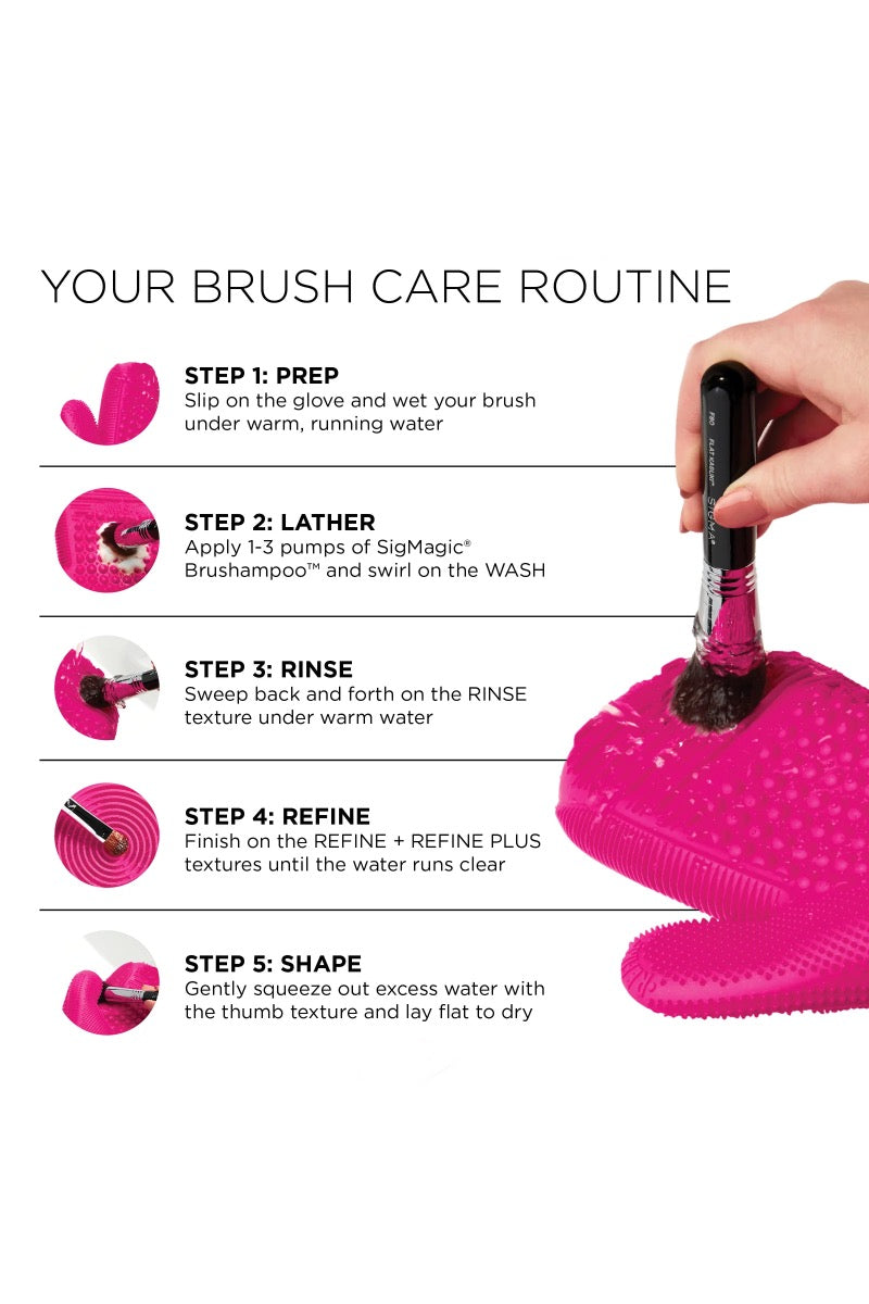2X Sigma Spa¨ Brush Cleaning Glove - Pink