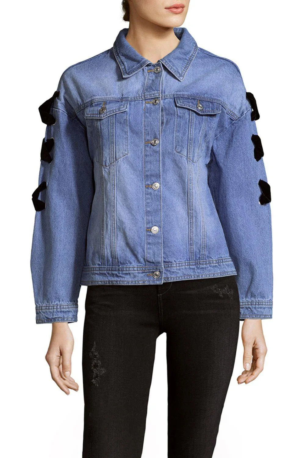 Endless Rose Denim Jacket With Bow Detail