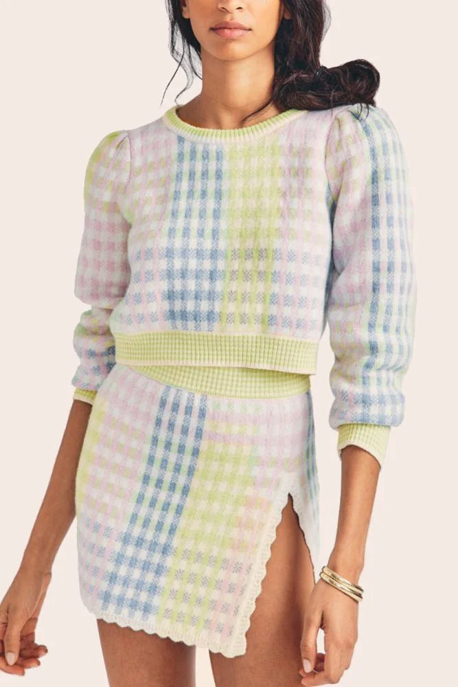 LoveShackFancy Dolana Crop Pullover - Mint Jelly