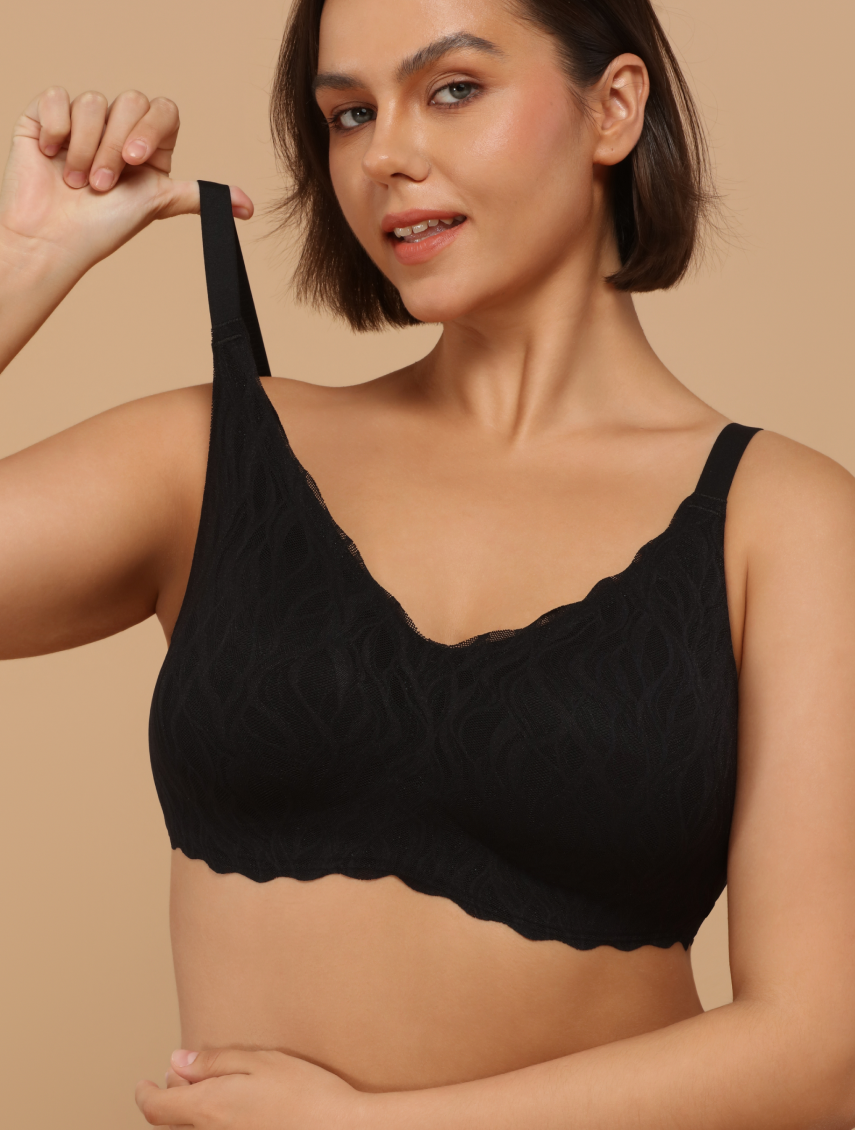Comfelie Classic V-Neck Stretch Lace Wireless Seamless Bra