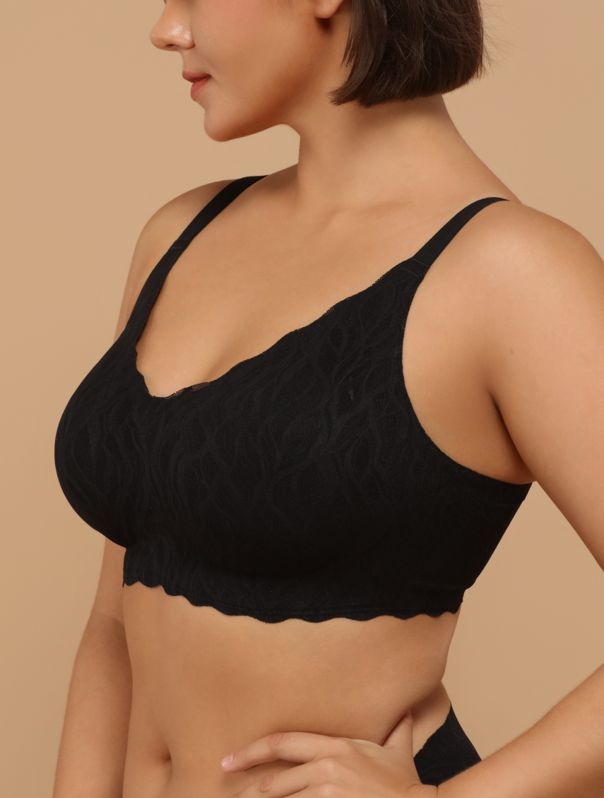 Comfelie Classic V-Neck Stretch Lace Wireless Seamless Bra