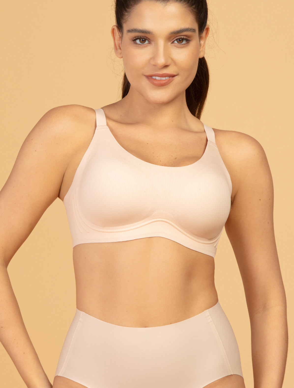 Comfelie Wireless Breathable Spaghetti Bra with Vertical Stripes