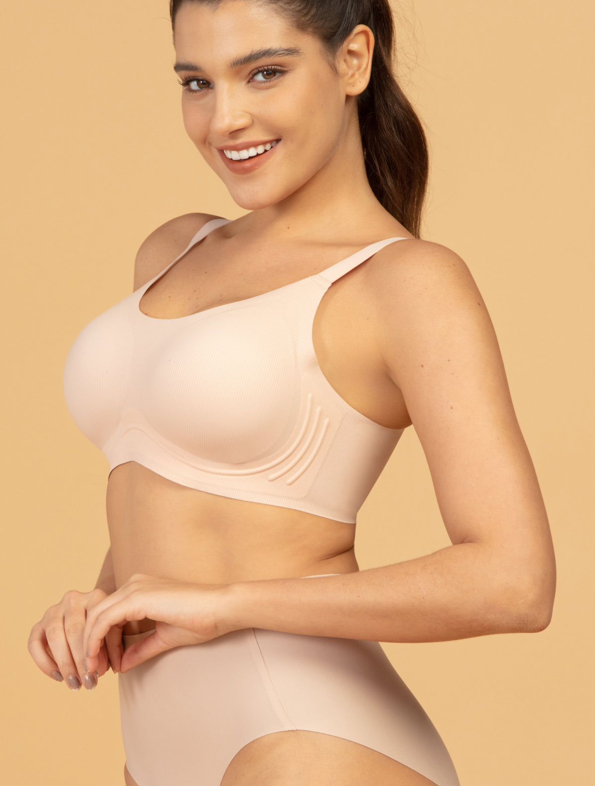 Airlite Breathable Wireless Bra with Vertical Stripes