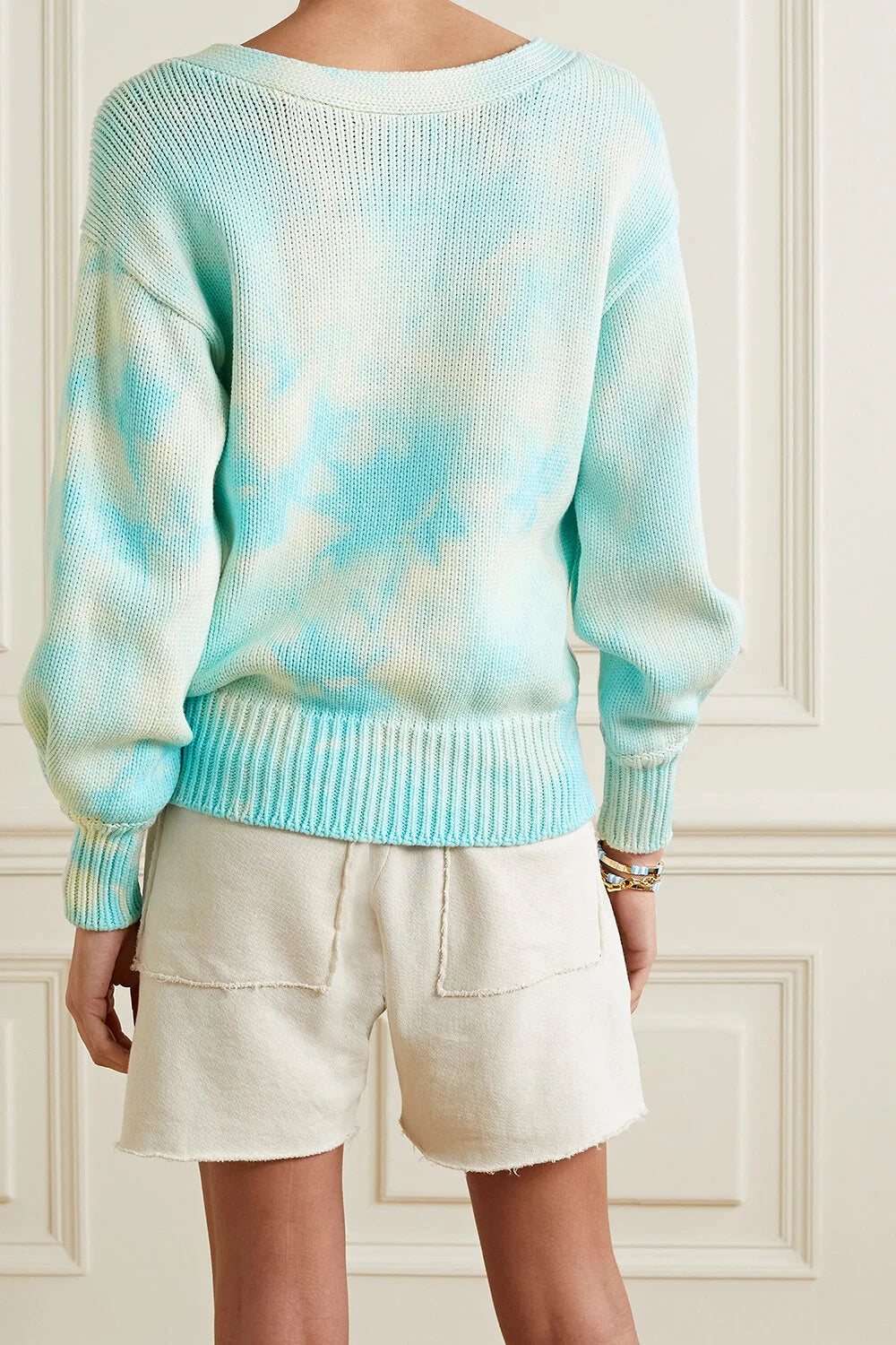 LoveShackFancy Gallatin Pullover Sweater - Soft Aqua Hand Dye