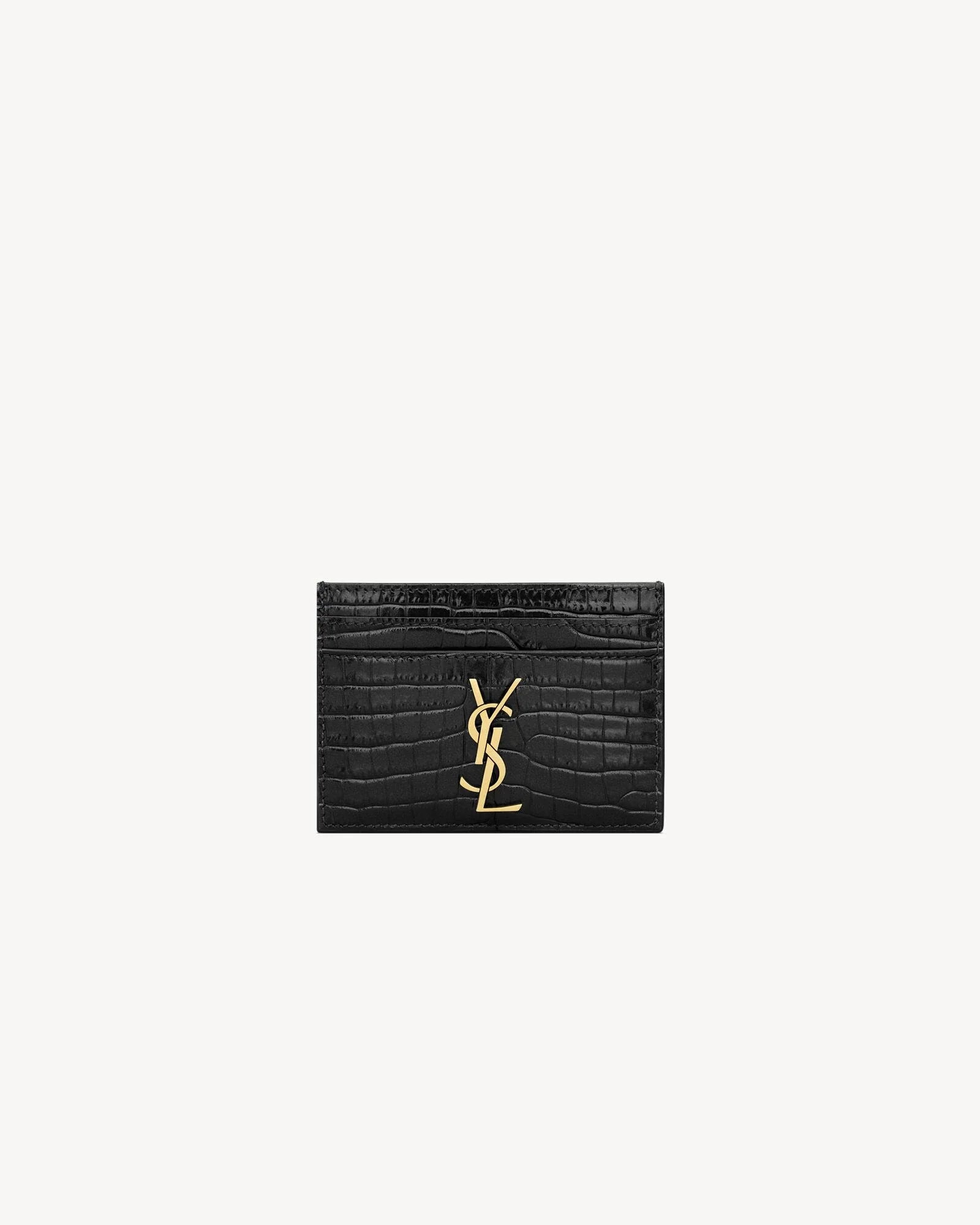 CASSANDRE CARD CASE IN CROCODILE-EMBOSSED SHINY LEATHER