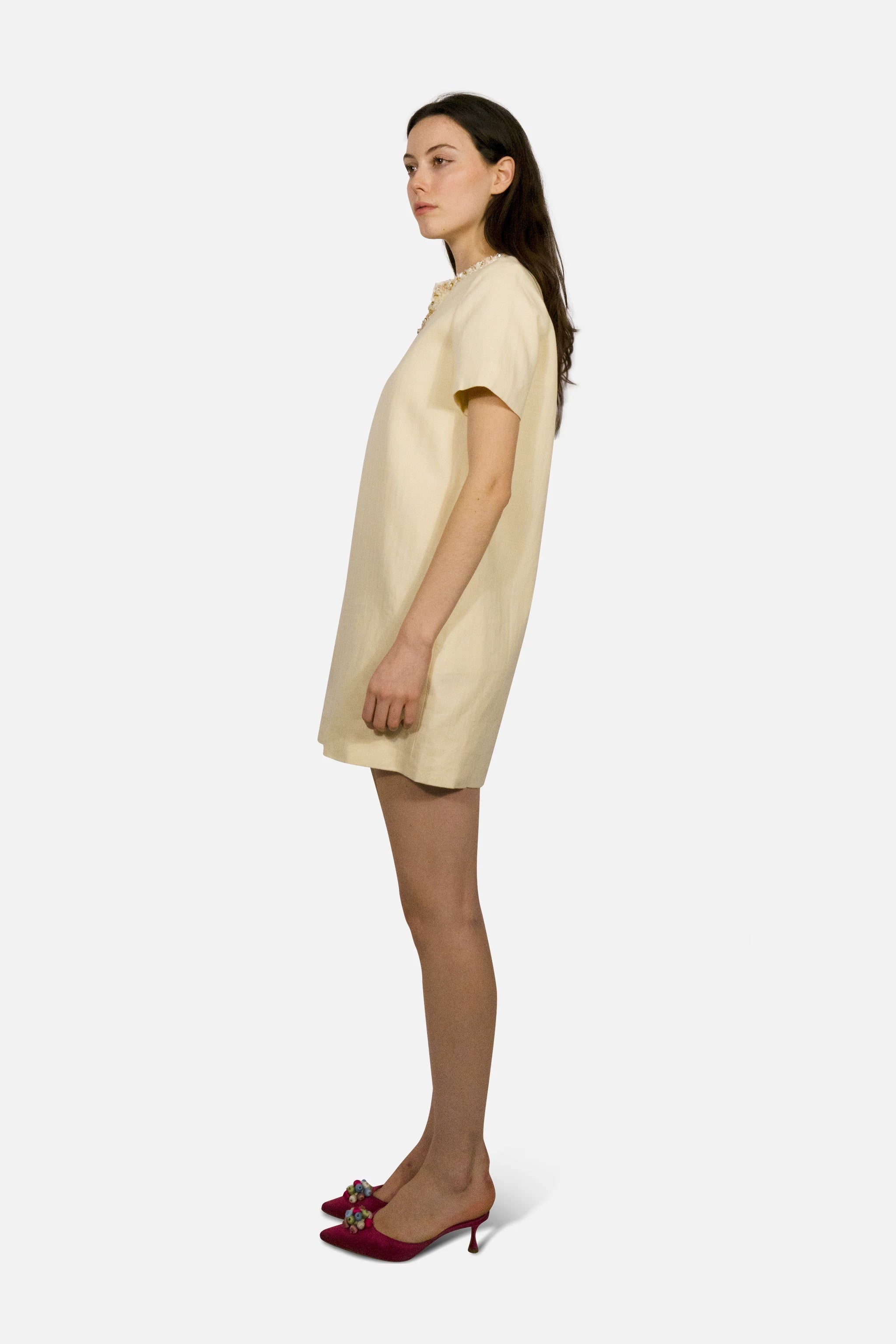Ayla Hand Beaded Split-Neck Dress - Du & Berry