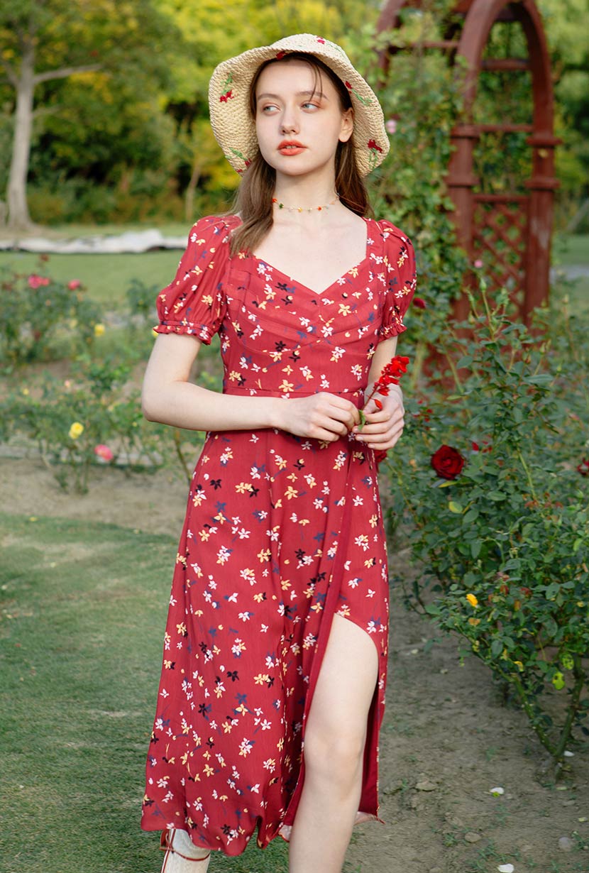 Medora Dress | Red Floral