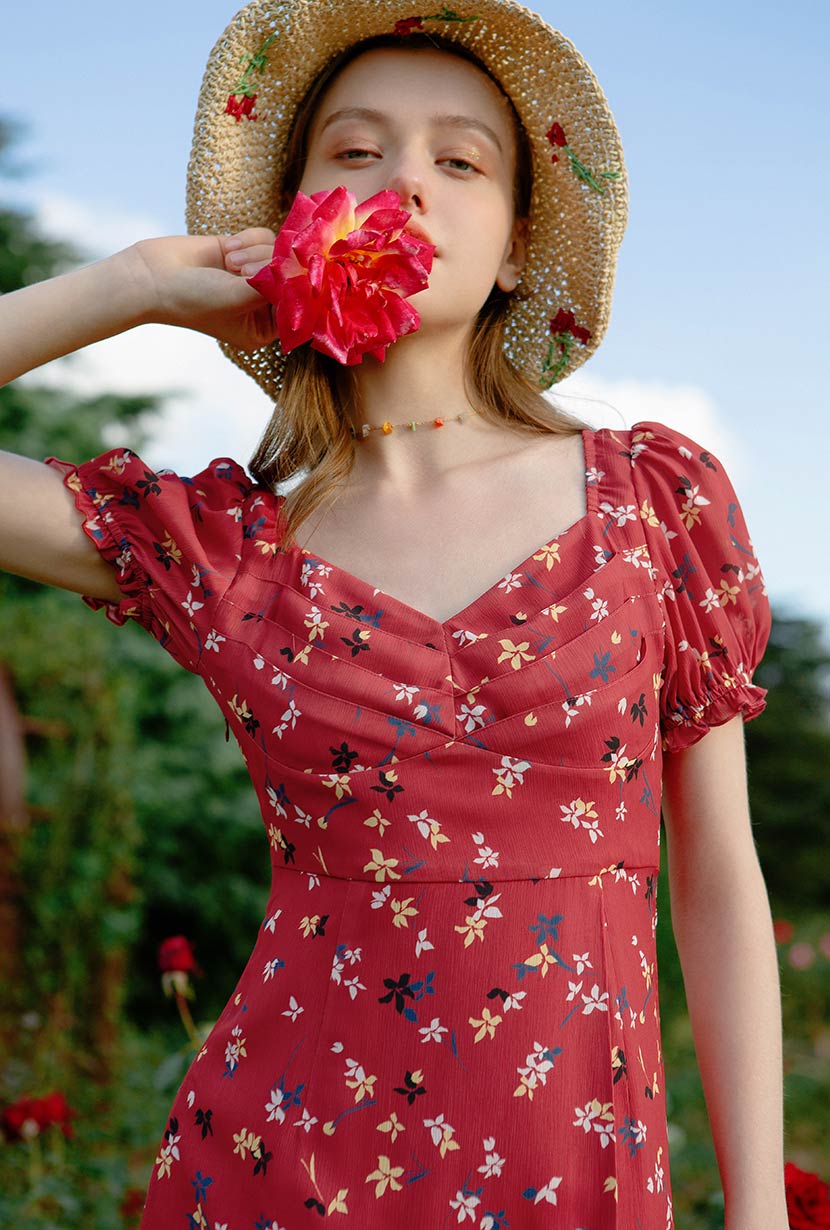 Medora Dress | Red Floral
